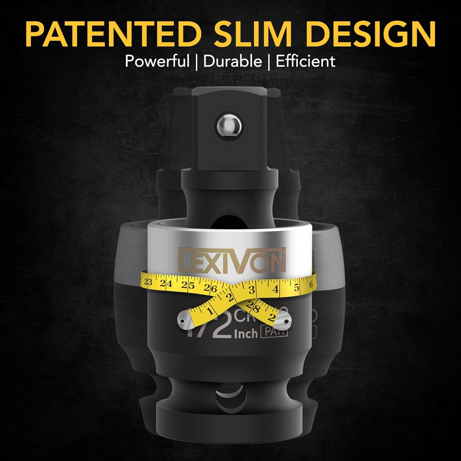 LEXIVON Impact Universal Joint - Patented SLIM Design | 3-Piece 1/2", 3/8", and 1/4" Socket Swivel Set | Chrome-Molybdenum Steel Full Impact Grade (LX-113-S) image number 4