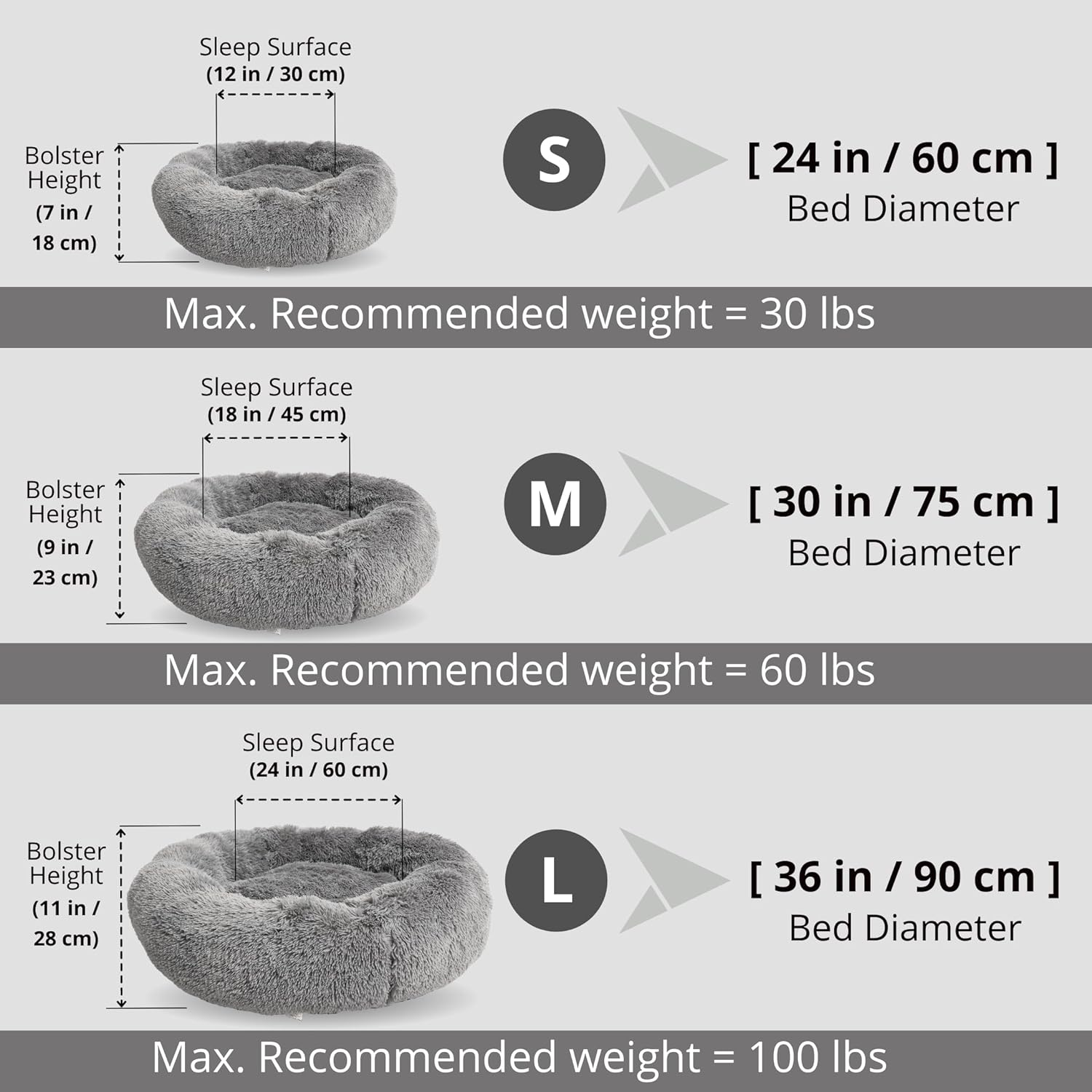 Calming Dog Bed and Cat Bed, Donut Dog Bed Large, Recycled (GRS) Material, Extra Long Plush, Fuller Bolster and Cushion, Anti-Slip Bottom, Machine Washable Dog Bed [Large/Br] image number 3