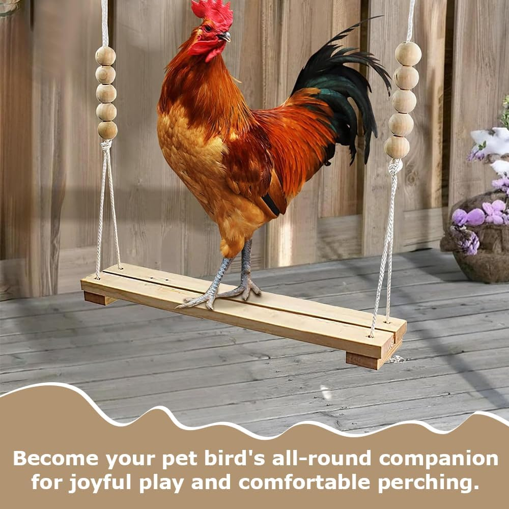 Chicken Swing,Wooden Suspension Bridge Bird Habitat,Chicken House Accessories,Hanging Pet Perch Swing,Entertainment Supplies,For Hen,Bird,Parrot image number 3