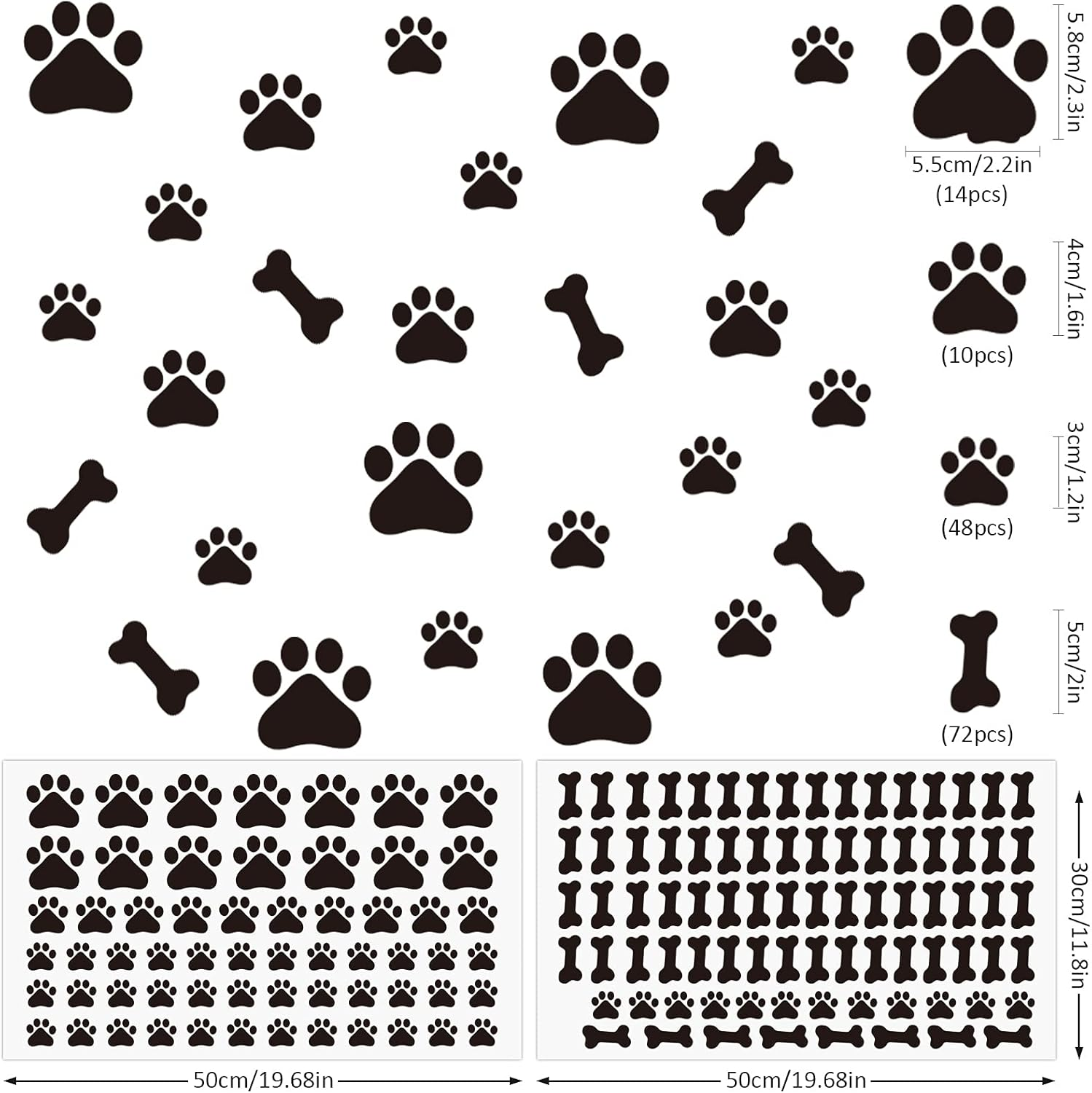 Epakh Dog Paw and Bone Print Stickers Removable Puppy Paw Wall Decals Decoration Animal Footprint Gifts for Dog Lover Bedroom Living Room(Dog Paw) image number 5
