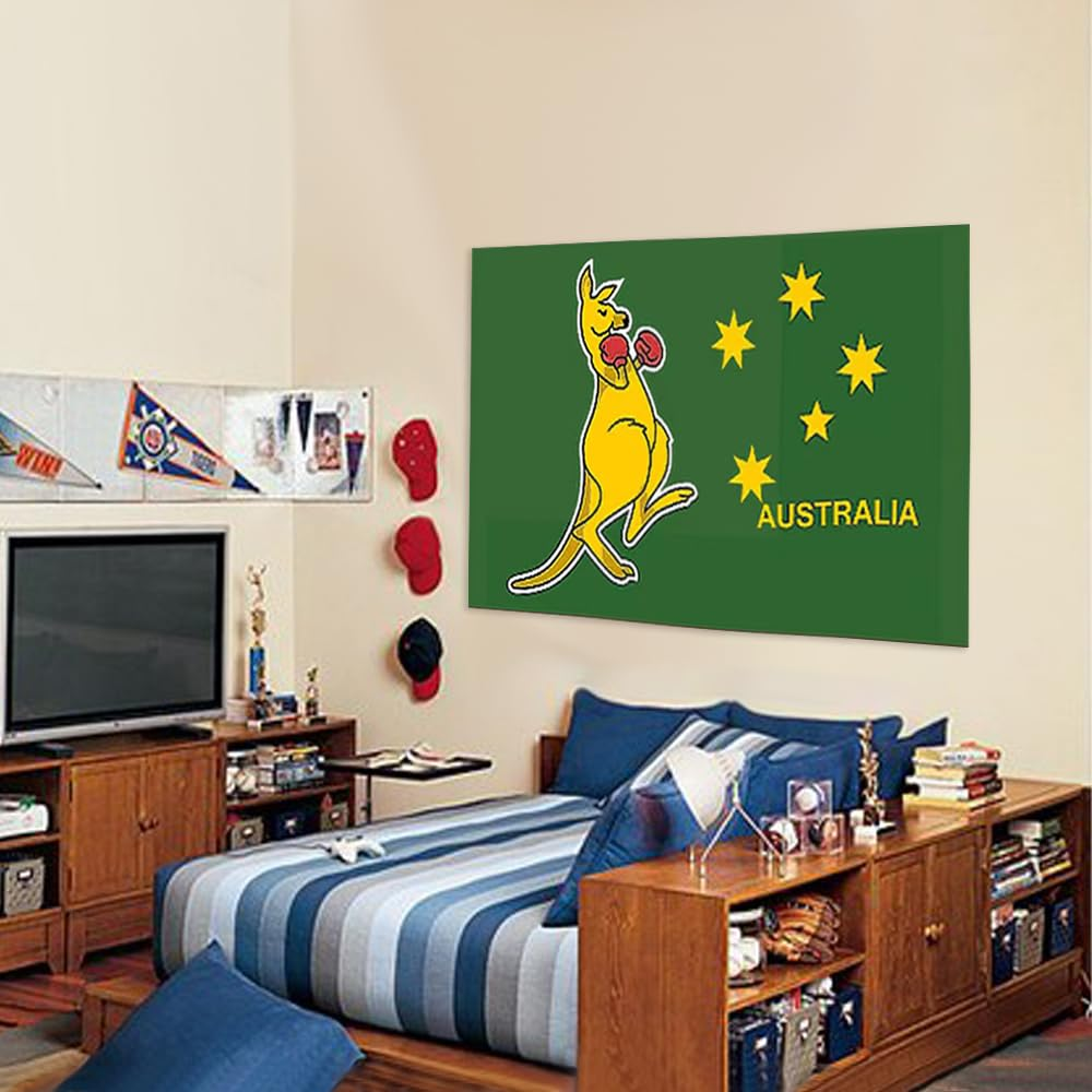 Australia Boxing Kangaroo Flag 90 * 150 Cm,Australian National Symbol,Polyester Thickness, Fade Resistant, Brass Grommets, Canvas Header, Indoor/Outdoor, Vibrant Colors,Not Fear of Rain and Snow image number 6
