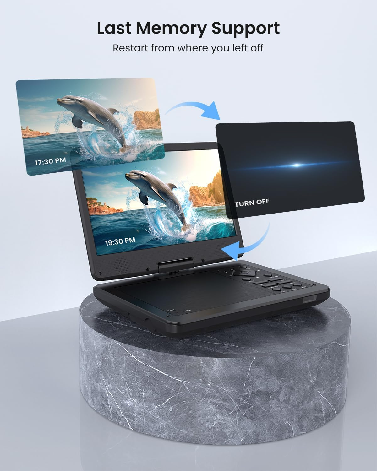 12.5 Inch Portable DVD Player, Seamless 360&deg; Remote Domination,10.1" IPS HD Screen, 5-Hour Battery Life, Last Memory Feature, CD/DVD/SD/USB Support, with Car Headrest Mount,Regions Free image number 6