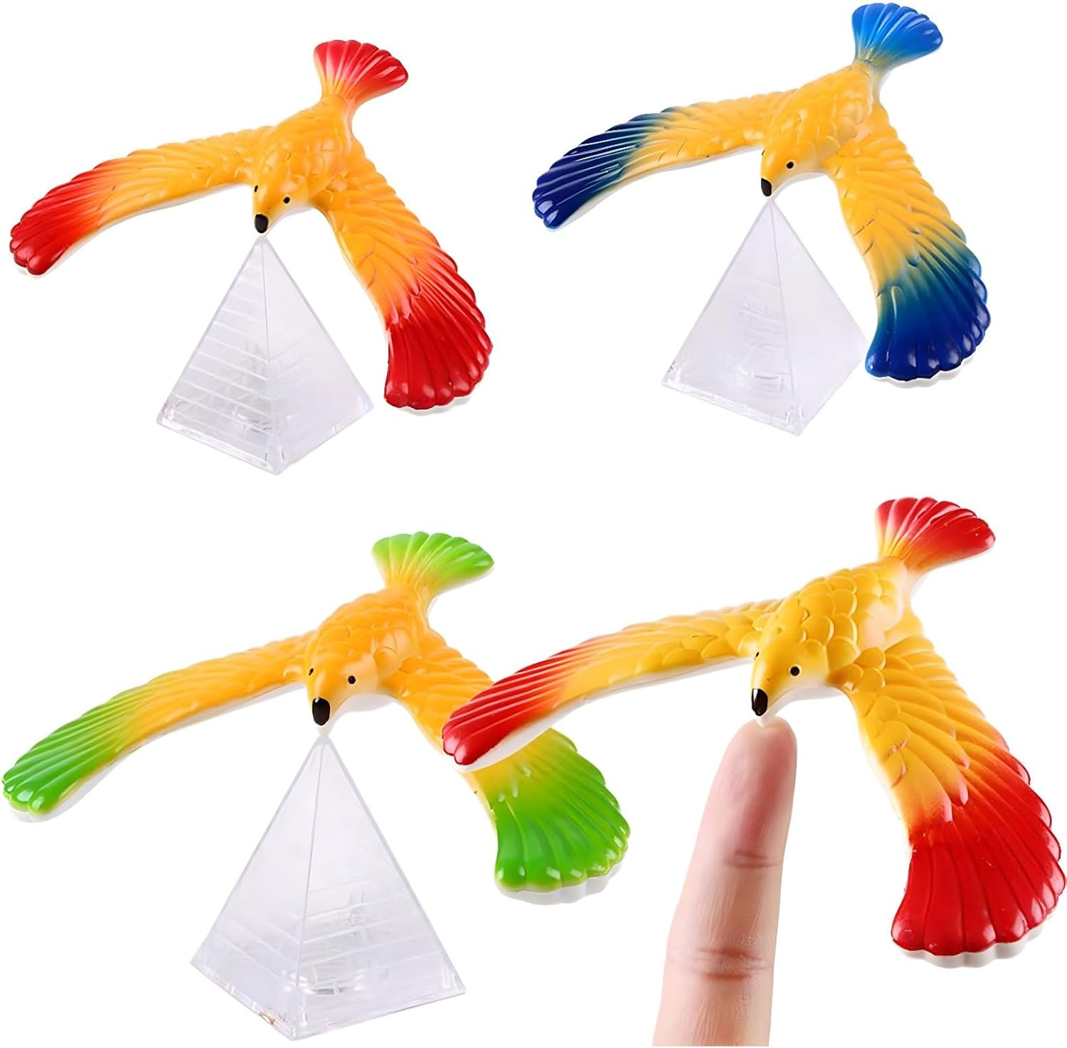 5Pcs Balancing Bird Gravity Bird with Pyramid Combination Set Children Physical Science Adults Office Desktop Novelty Eagle Trick Party for Kids Decompression Gift (5Pcs) image number 1