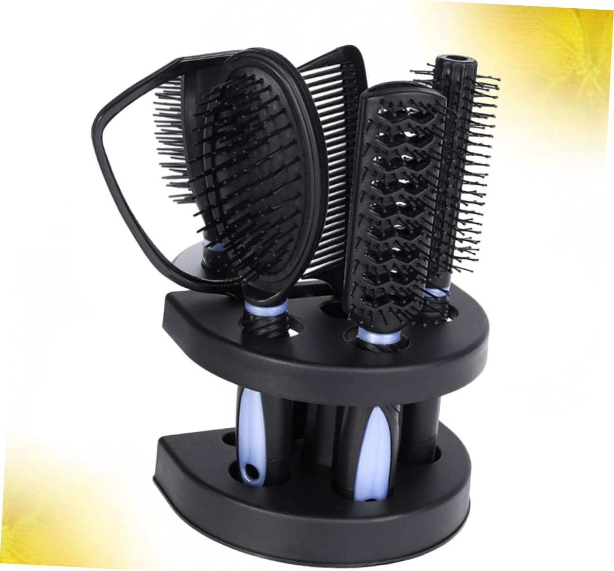 Anti-Static Hair Comb and Brush Set with Mirror 5Pcs Blue Hair Care Styling Tools for Home and Salon Use image number 2