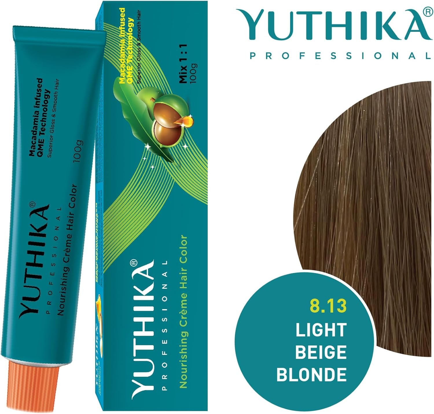 Yutika Professional Creme Hair Color 100Gm Light Beige Blonde 8.13 - Light Beige Blonde 8.13 image number 2
