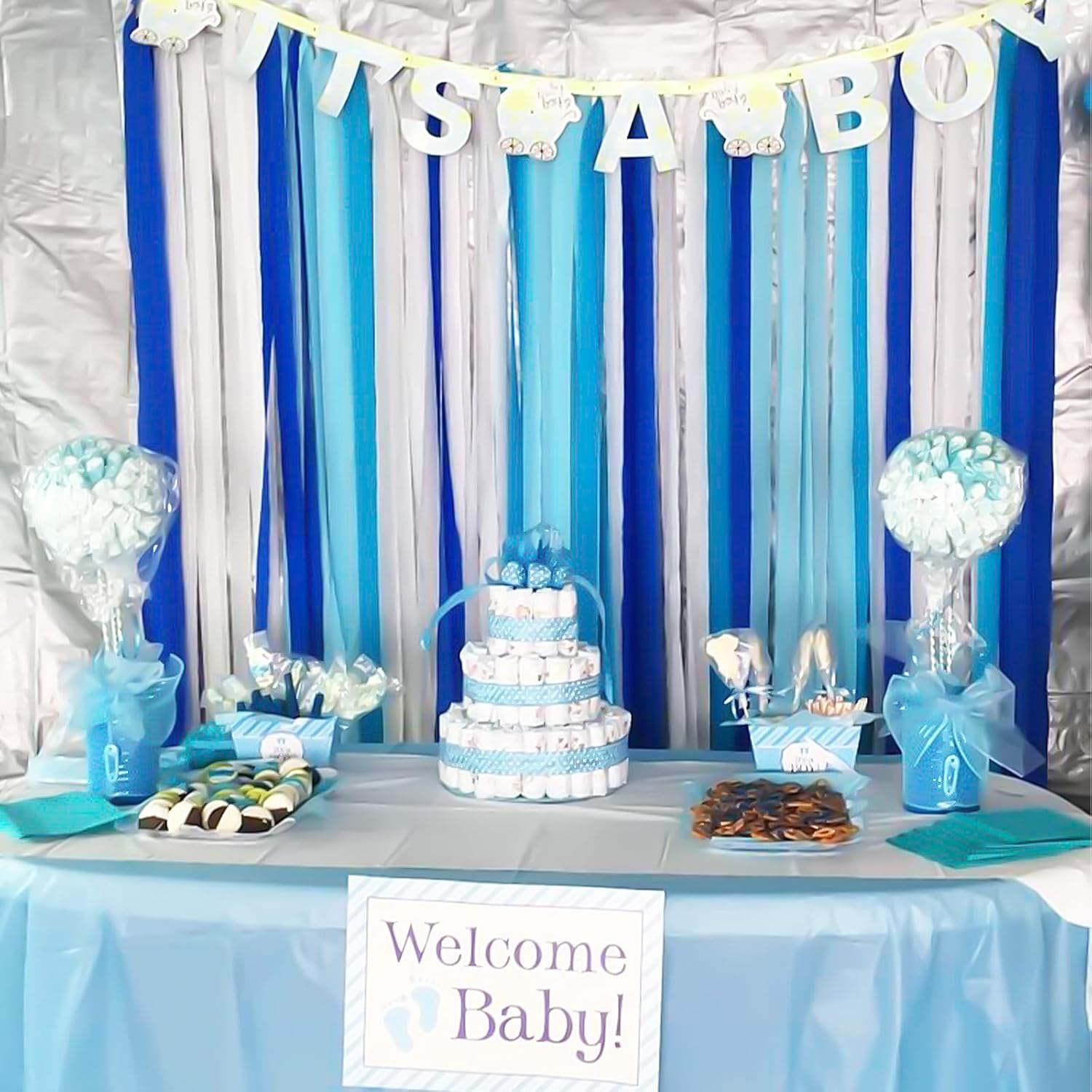 8 Rolls Gradient Blue Crepe Paper Streamer, 4 Colors - 82 Ft Streamers for Wedding, Birthday, Baby Shower, Graduation, Bridal Shower - Green image number 5