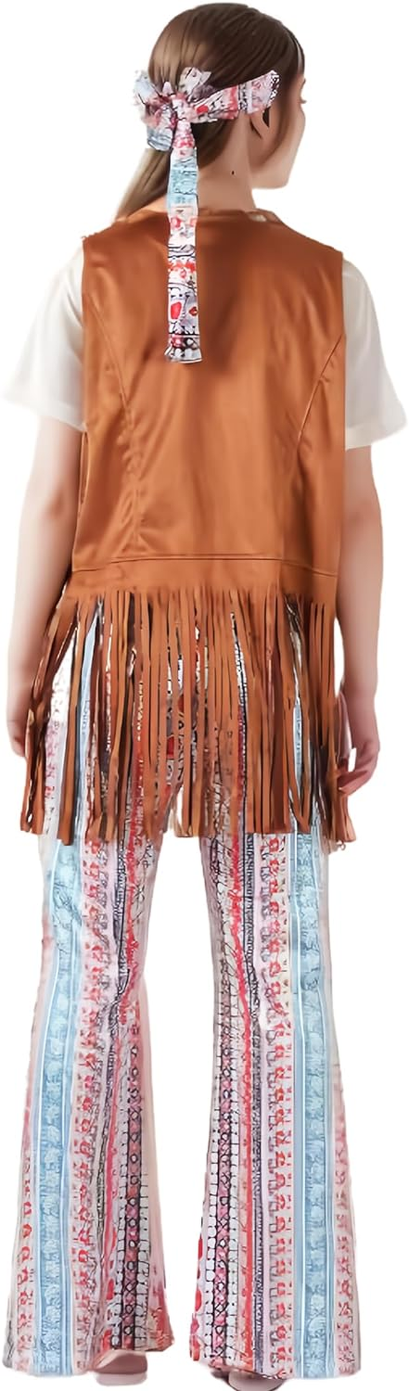 Halloween Hippie Costumes with Pants 60S 70S 80S Women Costume Adult Christmas Party Costume with All Accessories image number 1