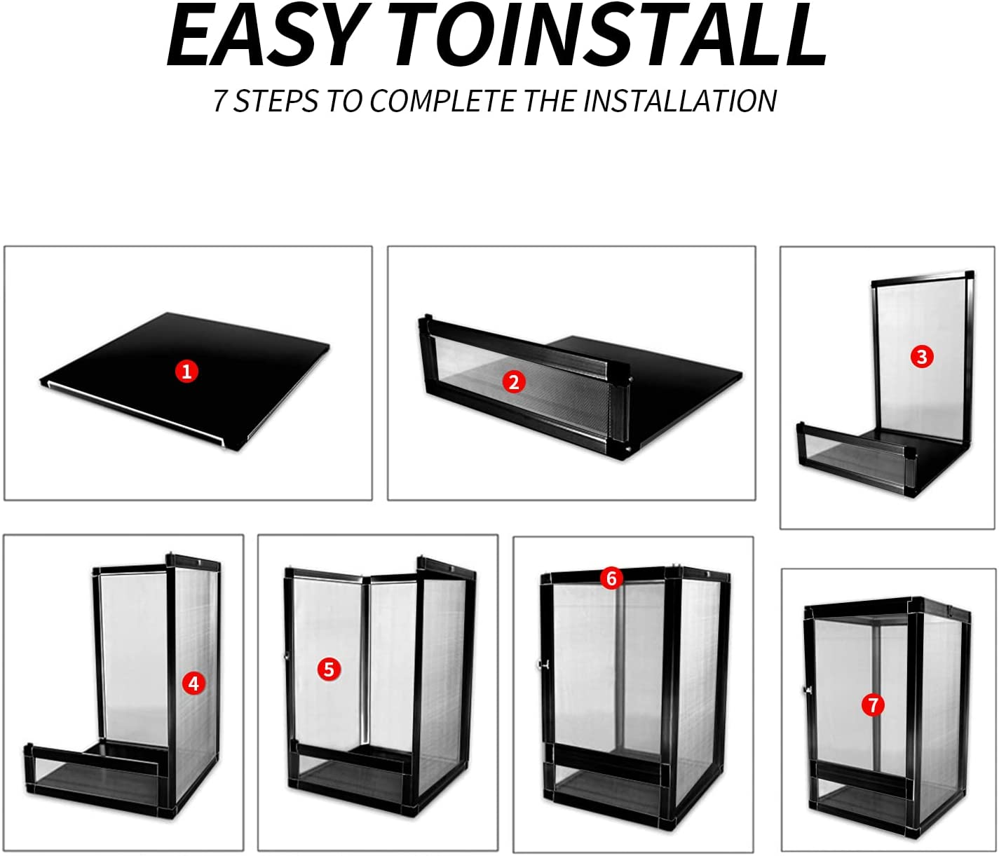 21 Gallon Aluminum Screen Reptile Cage -Versatile Enclosure for Chameleons Geckos Lizards Frogs Interaction Cage-Easy Assembly,Front Opening Door,360&deg; Observation,Airflow Cage (66X43X43Cm / 26X17X17) image number 3