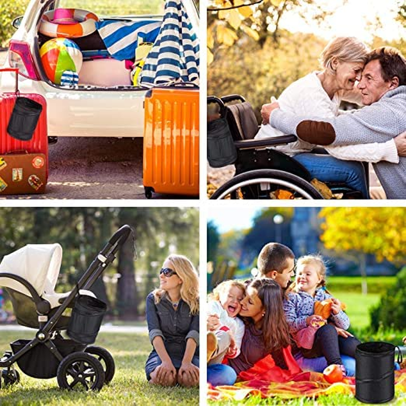 Car Trash Can, Portable Garbage Bin, Collapsible Pop-Up Water Proof Bag, Waste Basket Bin, Rubbish Bin (2 Pack, Black) image number 4