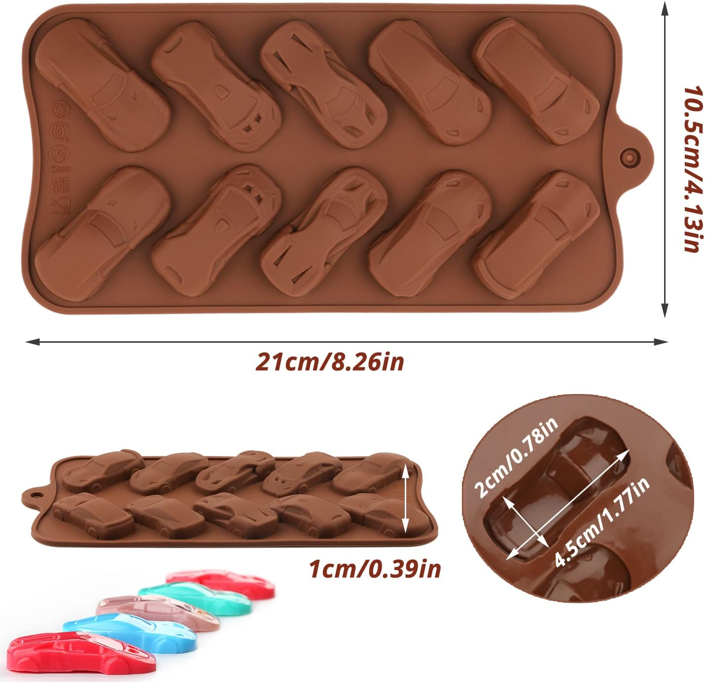 Silicone Car Chocolate Molds - Sports Auto Race Silicon Mold for Cake Decorations, Jello, Candy, Fondant, Resin - 2 Pcs image number 4