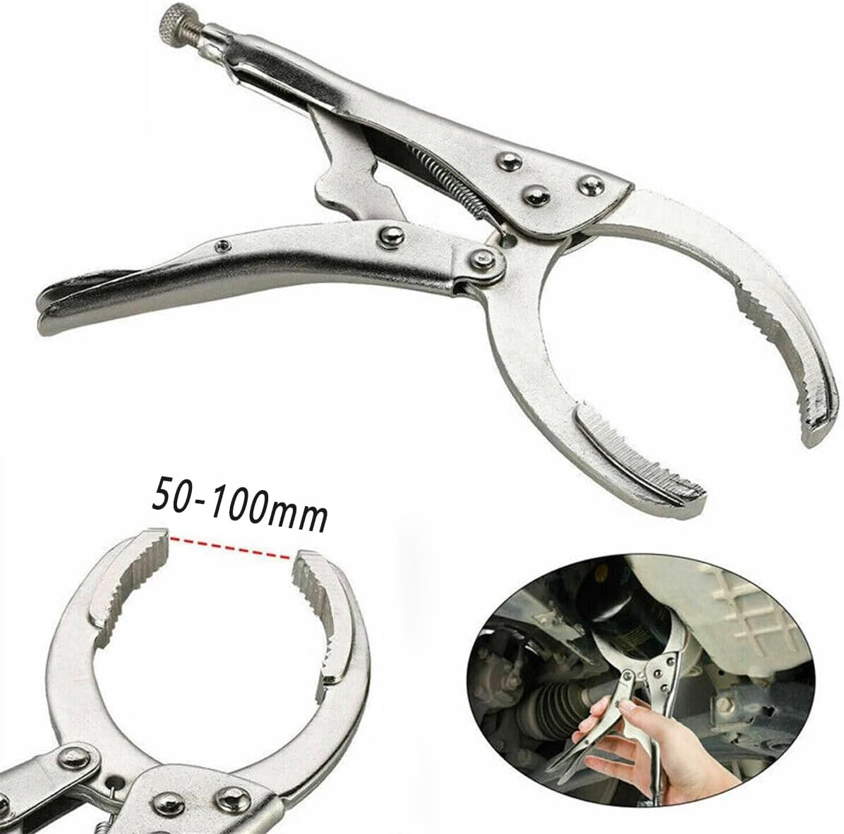 AIMALL Adjustable Oil Filter Locking Pliers, 2-4 Inch Grip Range, Heavy-Duty Hand Wrench, Essential Car Disassembly Tool, Durable Construction image number 3