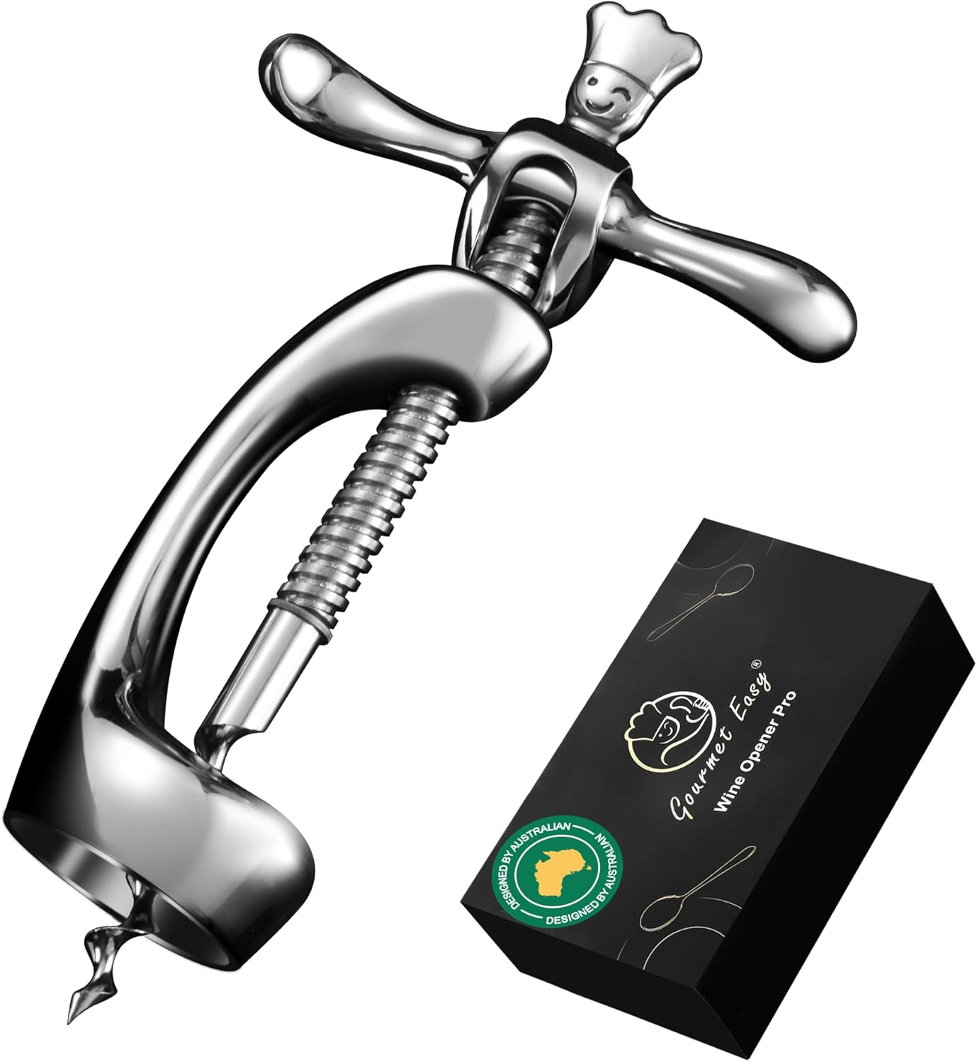 Wine Opener Deluxe, Heavy-Duty Bottle Opener for Easy Cork Removal, Manual Corkscrew for Smooth & Effortless Intact Wine Corks, Premium Corkscrew for Waiters, Bartenders & Home Use image number 3