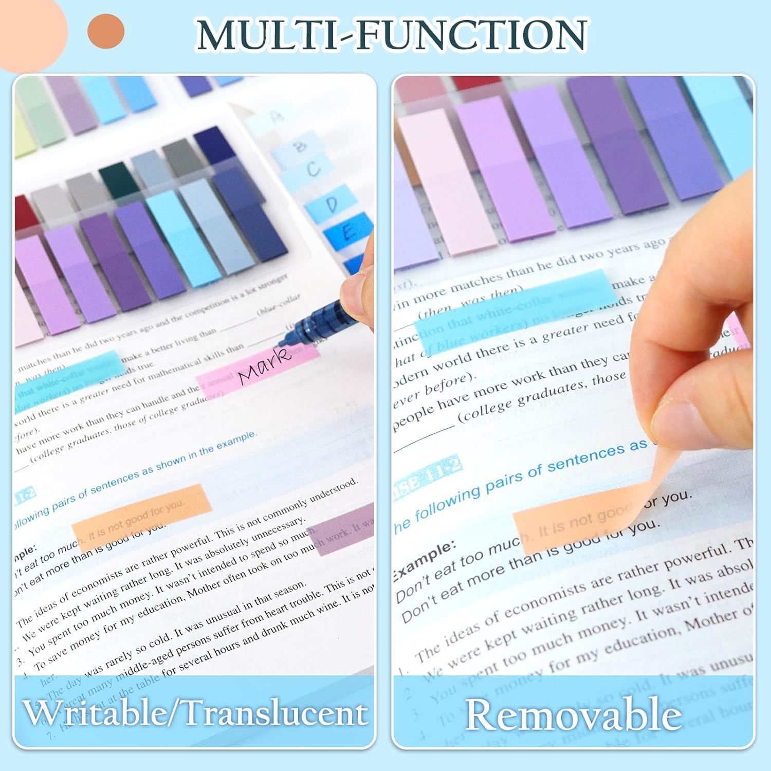 Page Markers Tabs, 1200 Pcs Index Tabs, Pack of 6 Sticky Tabs Page Markers, Translucent Tape Flags for Page Marking, Writable Sticky Notes for School and Office Supplies image number 2