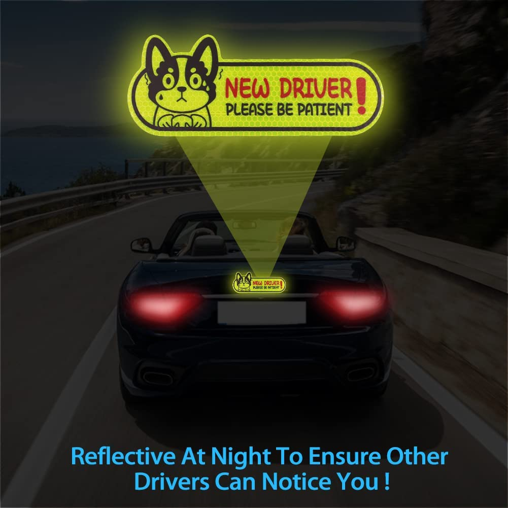 Set of 4 Reflective New Driver Magnet for Car New Driver Sticker Please Be Patient Sign Keep Distance Sticker Decal Automotive Magnets Safety Sign Car Bumper Magnet Vehicle Sign image number 6