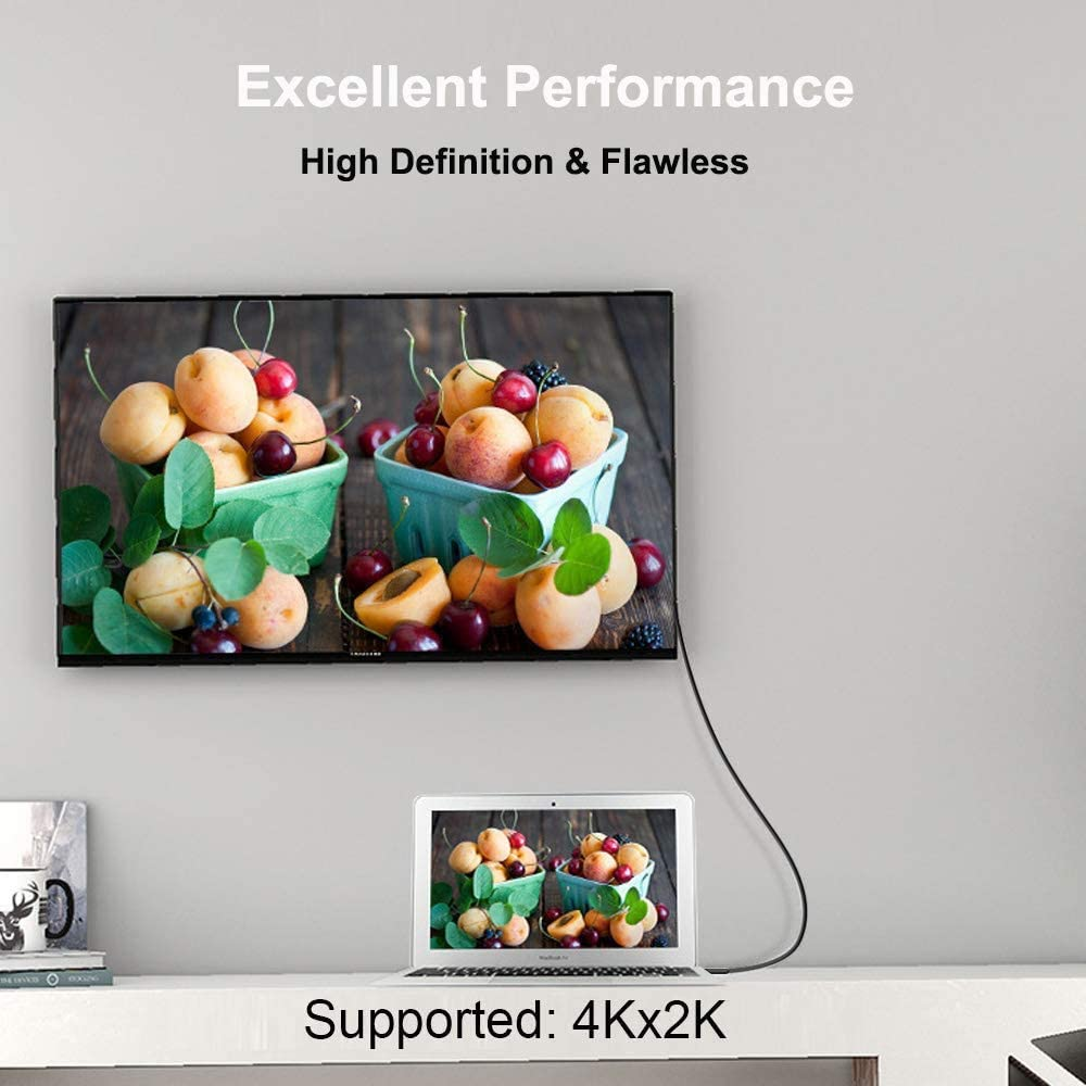 Mini Displayport to HDMI 4K - Thunderbolt to HDMI Adapter Cord 6FT Compatible with Apple Macbook Air Pro, Mac Mini, Microsoft Surface Pro 3/4 Dock to Tv/Monitor/Projector image number 6