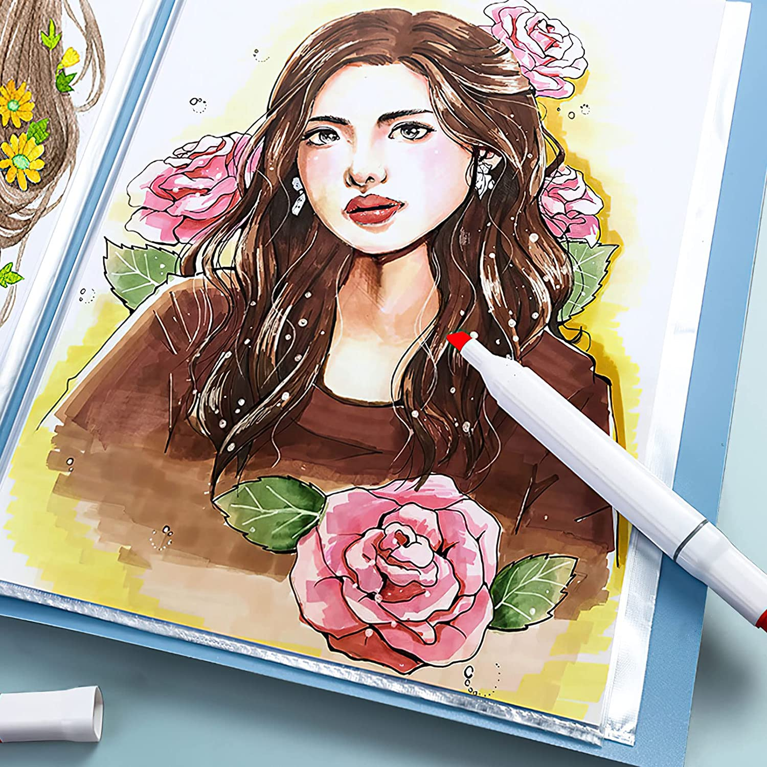 Binder with Plastic Sleeves 40/60/80 Pocket Bound Sheet Protector Presentation Book, Display Book, for A4 Size Inserts (40 Pocket, Blue) image number 4