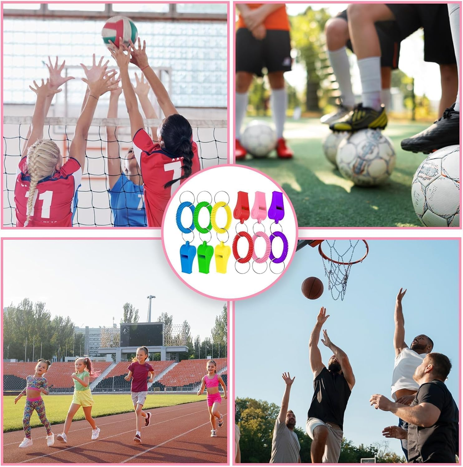 12Pcs Loud Plastic Sport Whistle with Stretchable Coil Bracelet,Plastic Whistle Loud Clear with Stretchable Coil Bracelet,Loud Clear Whistle Wrist Keychain Sport Whistle with Stretchable Coil Bracelet image number 2