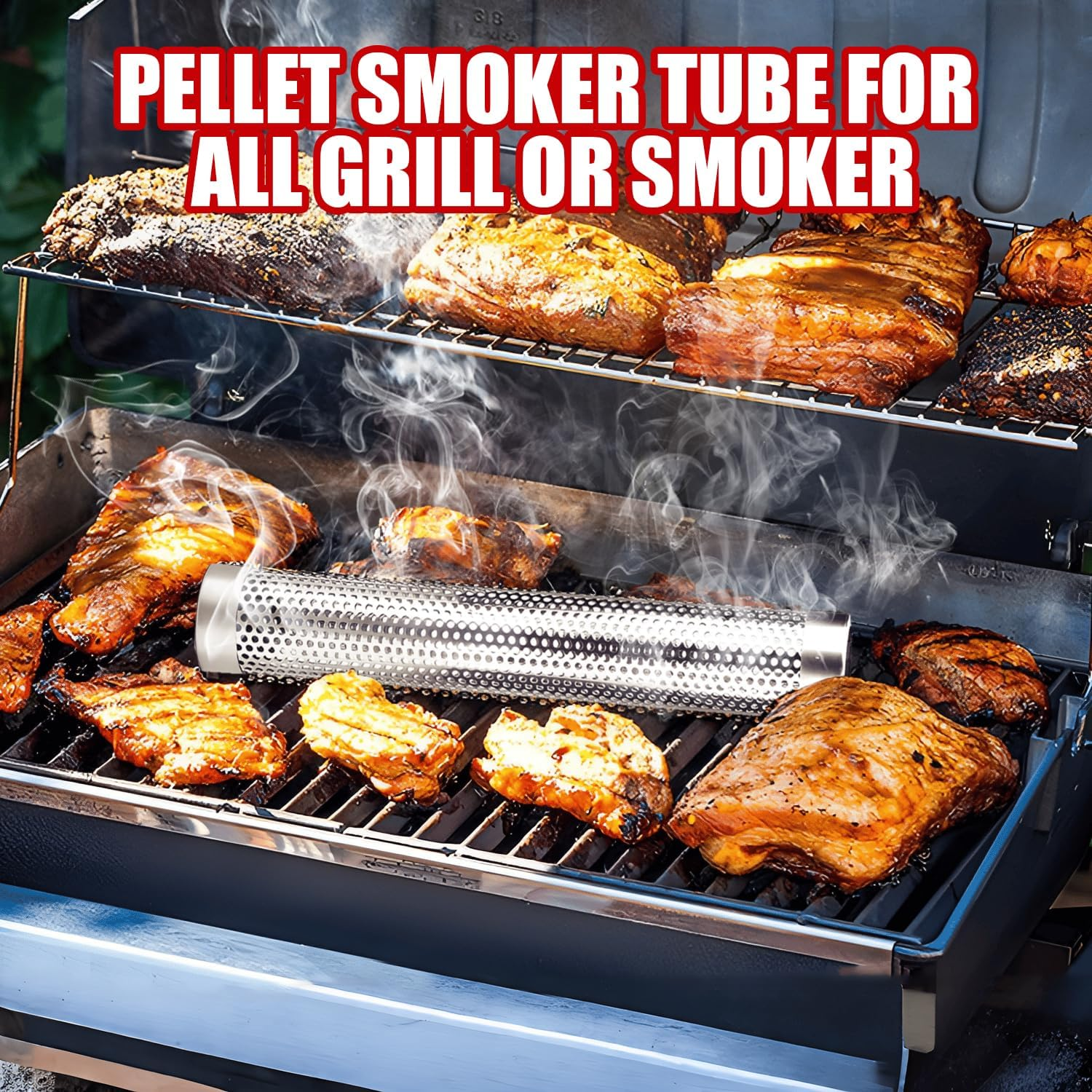 Smoke Tube for Pellet Grill, 5 Hours of Billowing Smoke, Stainless Steel Pellet Smoker Tube for All Grill or Smoker, Hot or Cold Smoking (Round-6 Inch)
