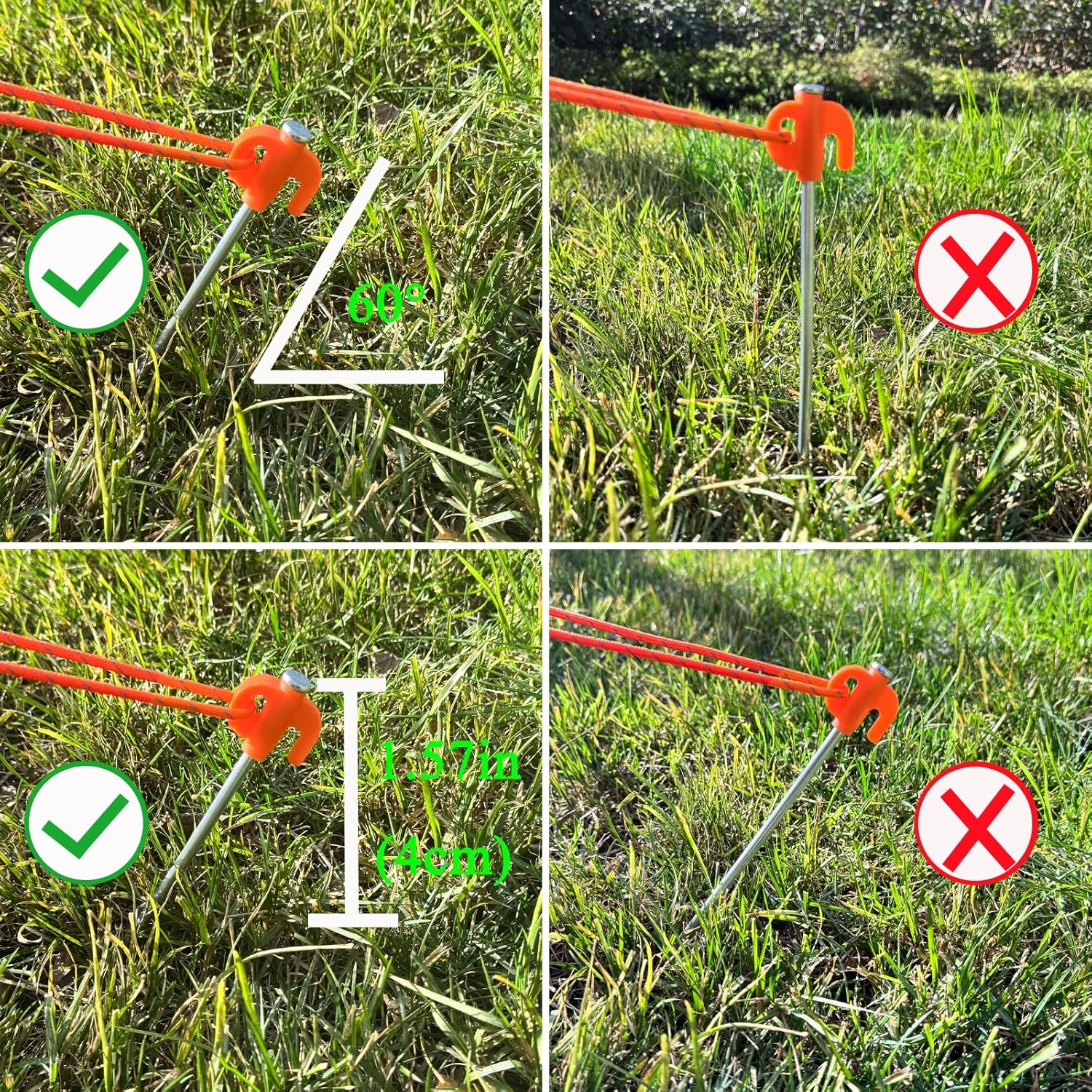 Tent Stakes, 20PCS Galvanized Ground Stake, 25Cm Non-Rust Metal Tent Pegs Camping Tent Spikes Anchors for Outdoor Canopy, Yard Stakes for Garden, Hiking -Organge image number 2