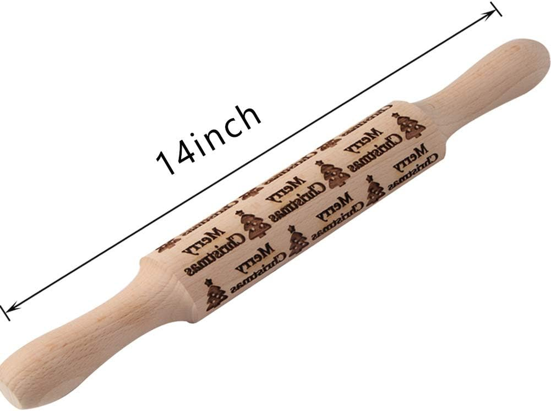Dubom Christmas Wooden Rolling Pins - Engraved Embossing Rolling Pin with Christmas Deer Pattern for Baking Embossed Cookies,Rolling Pin Kitchen Tool (2 Pcs) image number 1