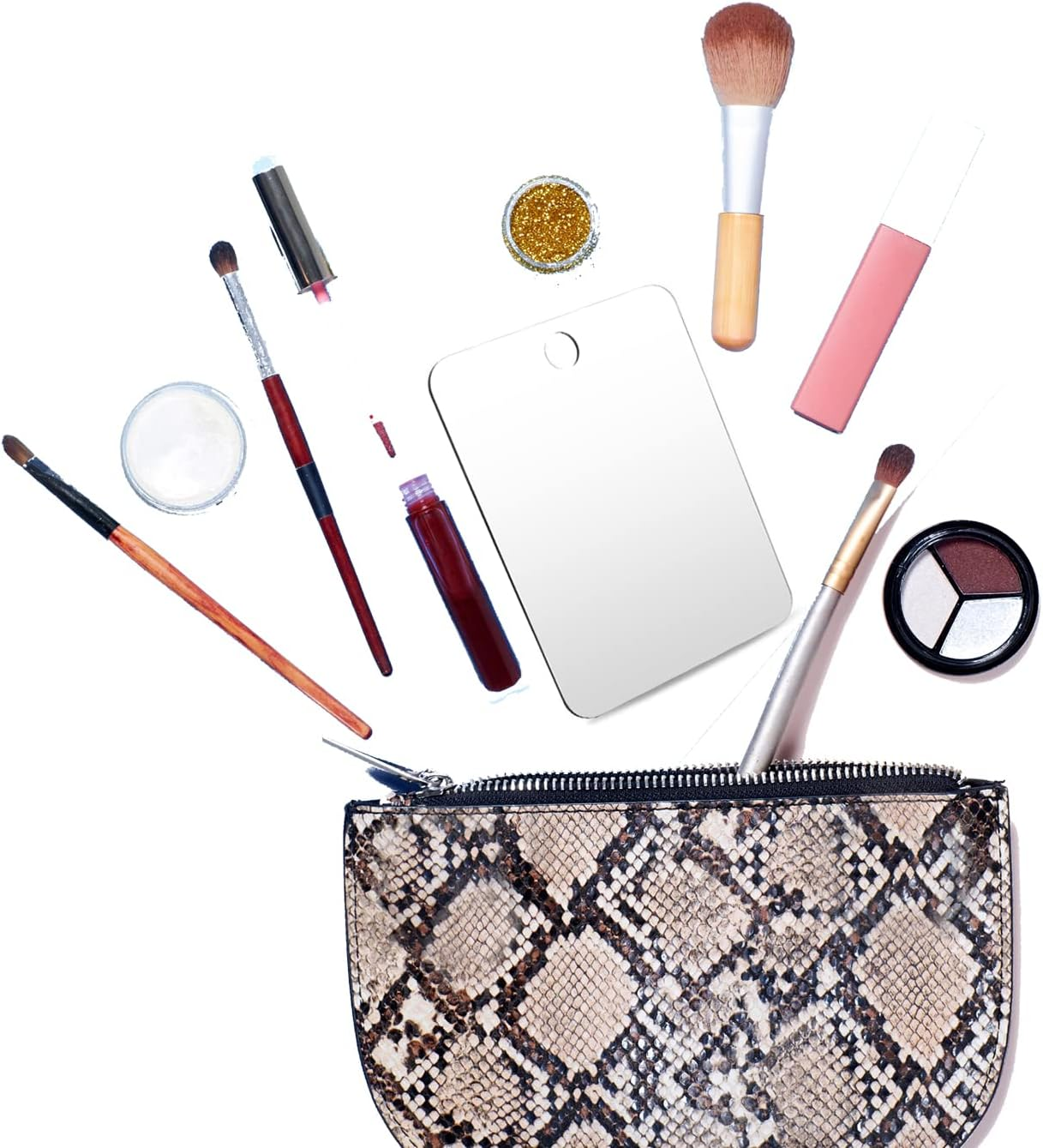 Shower Mirror - Acrylic Small Travel Makeup Bathroom Wall Hanging Plastic Mirror for Women & Men - 11" X 7.48" with Adhesive Hooks