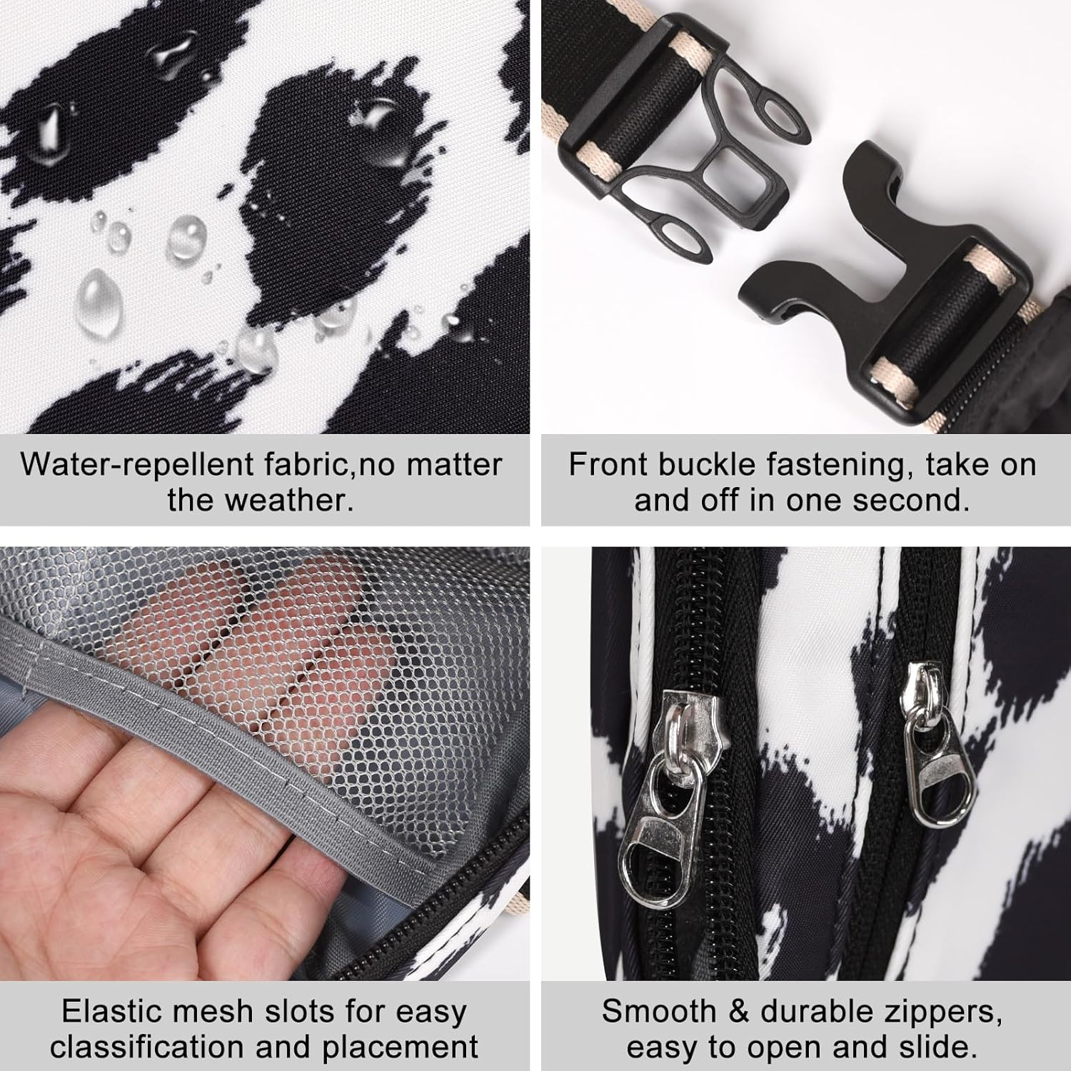 Dmluna Small Crossbody Bags for Women Trendy, Lightweight Fanny Pack for Women & Men, Mini Belt Bag, Waist Bag with Adjustable Strap for Running Workout Traveling, Z - Black/White Leopard, Small,