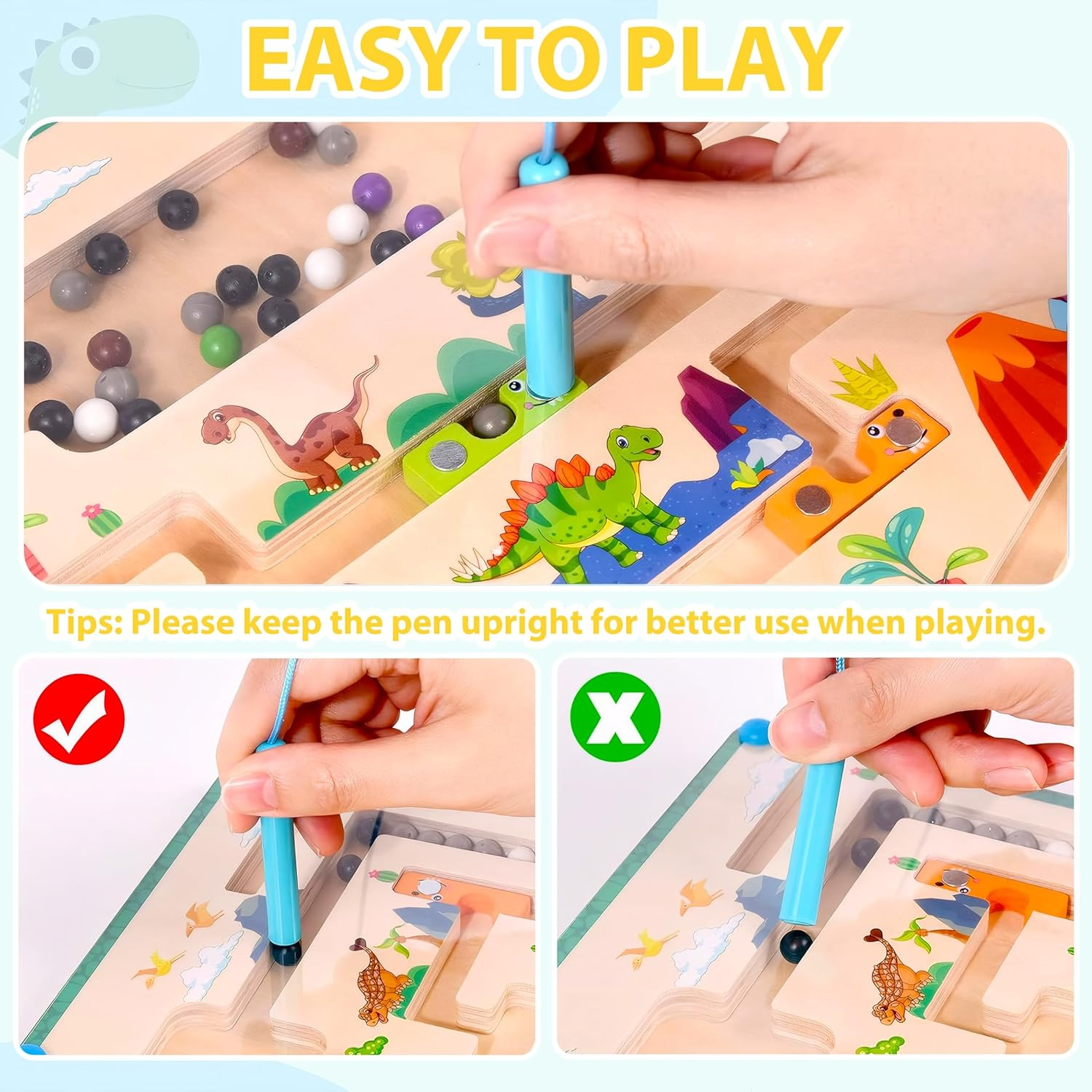 Dinosaur Magnetic Color and Number Maze, Montessori Sensory Learning Counting Toys for Toddler Kids Age 3 4 5 6 7 8 image number 5