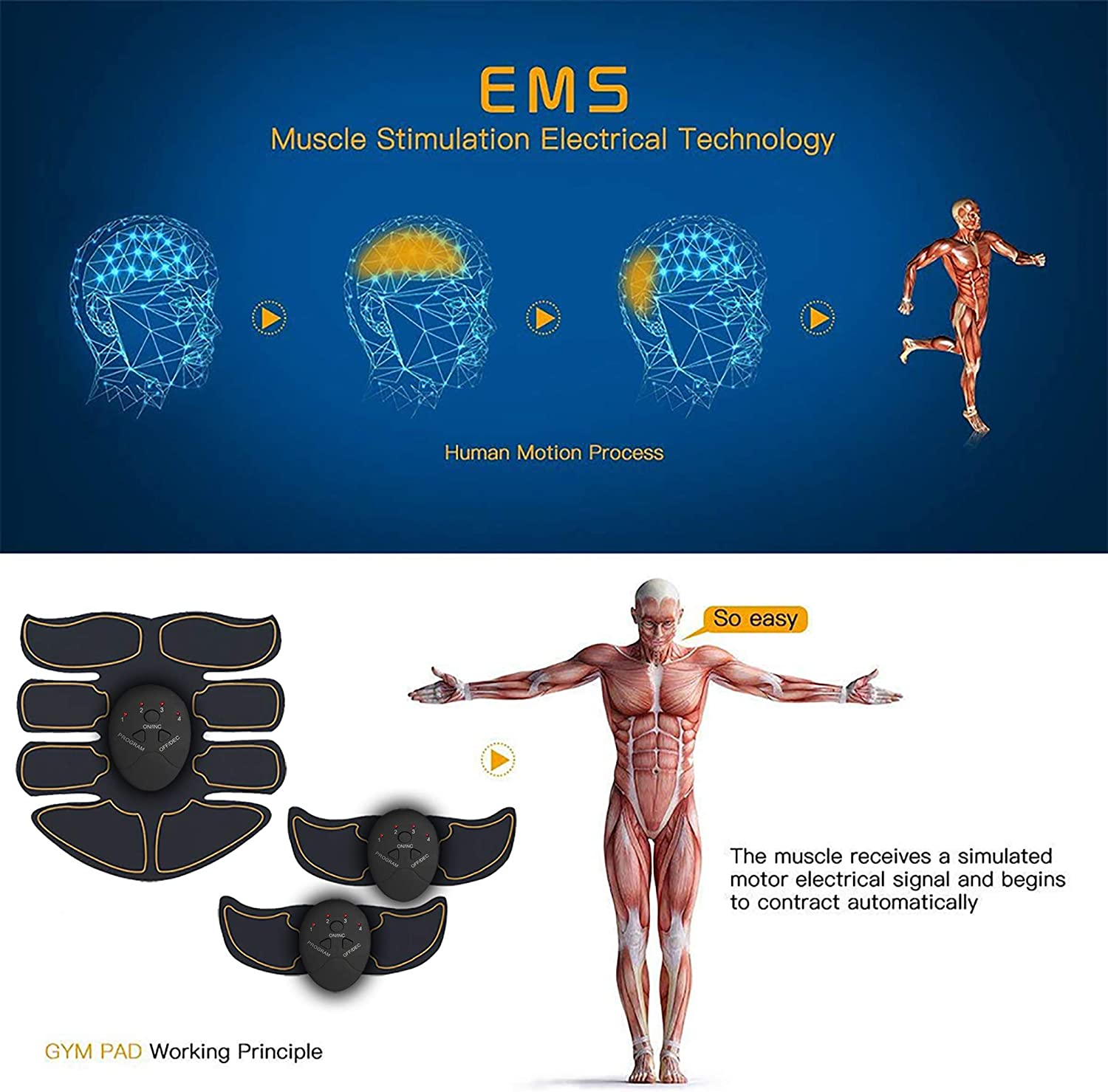 Muscle Toner Abs Stimulator with 12Pcs Free Gel Pads - Portable Muscle Trainer - Ultimate Abs Stimulator for Men Women - Workout Belt Body Training Gear Gym Fitness Equipment - Full Set for Abdomen Waist Arm Leg Training image number 5
