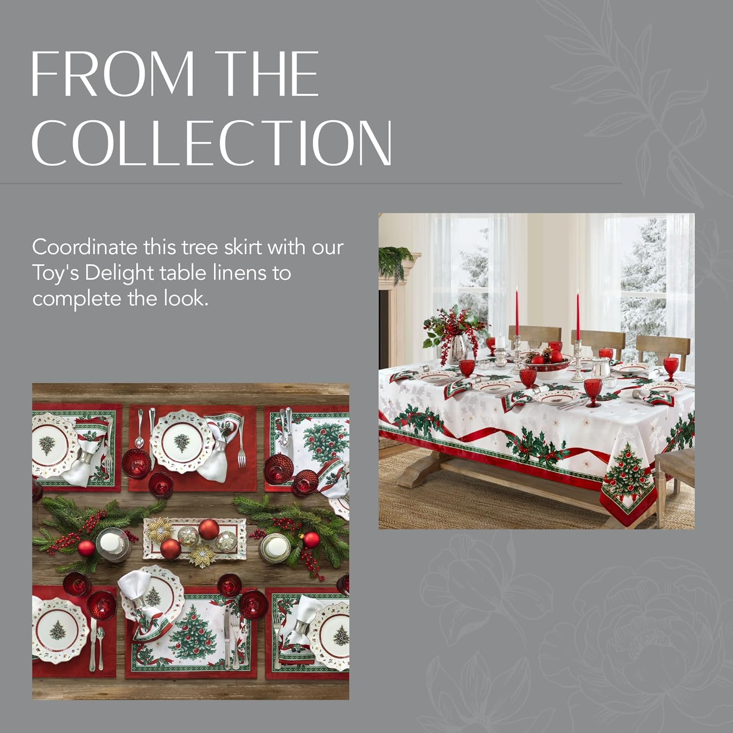 Elrene Home Fashions Villeroy & Boch Toy'S Delight Holiday Christmas Tree Skirt, Round, 48" X 48" image number 5