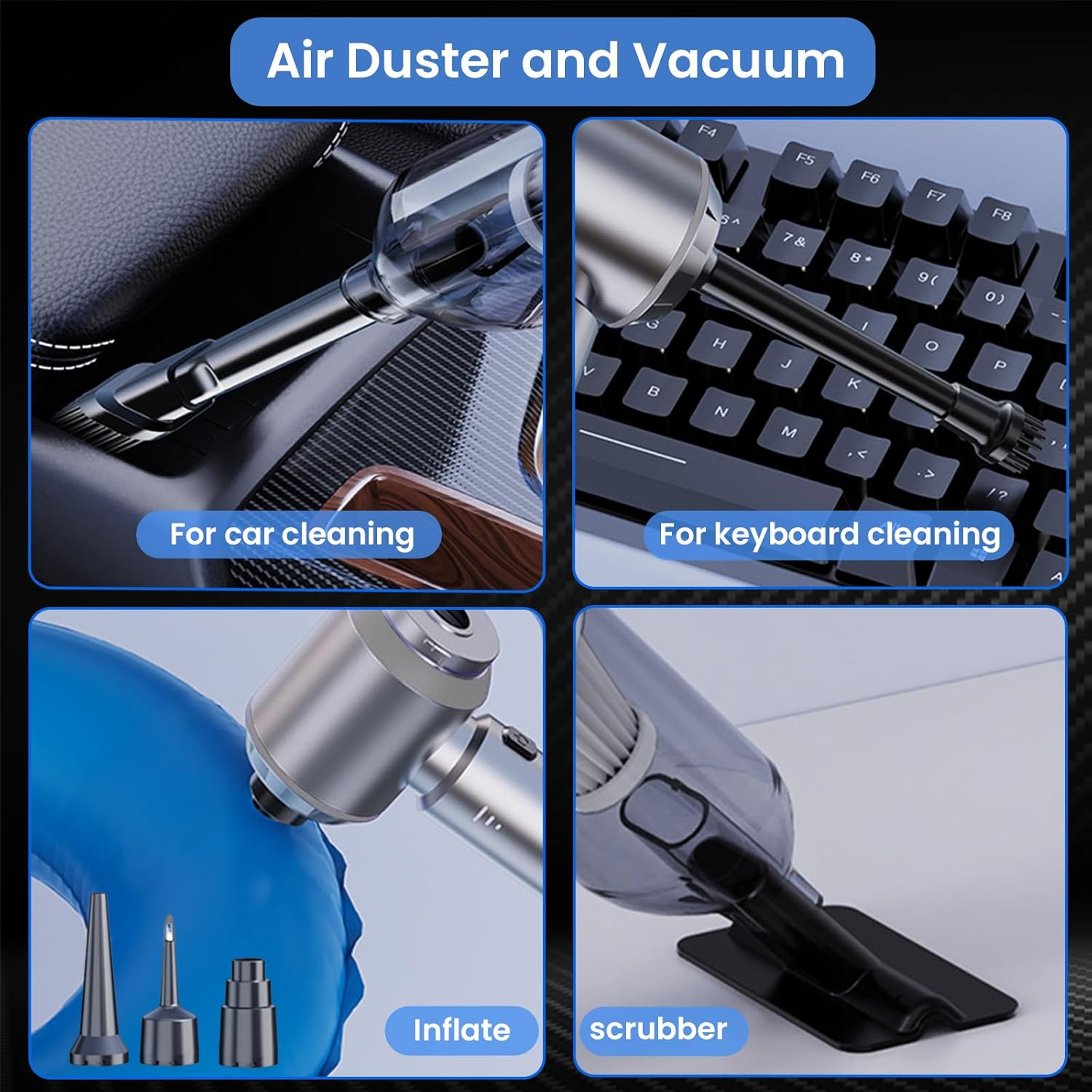 Cordless Car Vacuum Cleaner, 21000PA Handheld Vacuum Cleaner, Rechargeable High Power Suction Vacuum Cleaner with 3 Gear Adjustment, Portable Vacuum Cleaner for Home, Office, Kitchen, Cars, Sofa, Pet image number 5