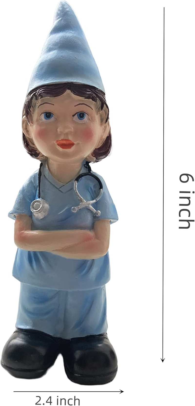 Molchagar Nurse Garden Gnome Statue,Healthcare Worker Gnome Figurine for Lawn Ornaments Indoor or Outdoor Decor Christmas Birthday Gift - Police image number 2