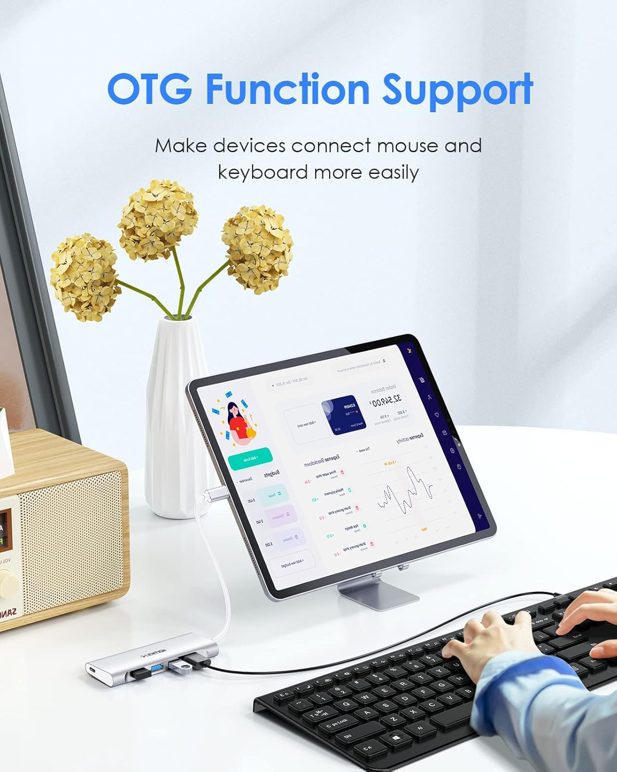 LENTION USB C Hub with 4 USB 3.0 & Type C Charging Compatible with Iphone 17 Series, 2025-2016 Macbook Pro, New Mac Air, Surface, Chromebook, More, Stable Driver Type C Multiport Adapter (C31, Silver) - Light Grey image number 4