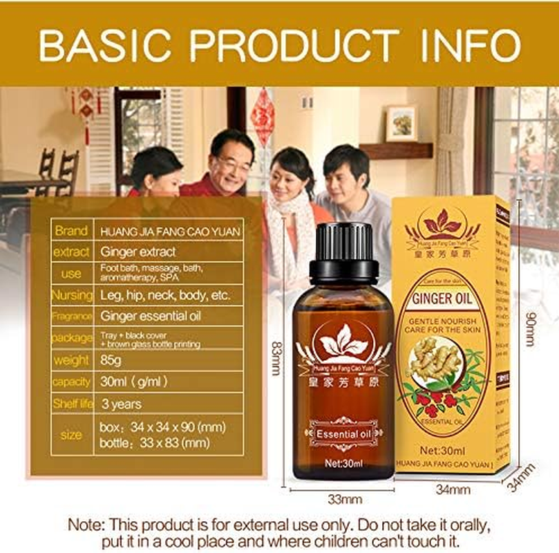 3 Pack Lymphatic Drainage Ginger Oil, Belly Drainage Ginger Oil Massage to Promote Blood Circulation Reduce Adipose Tissue Relieves Muscle Swelling and Pain-30Ml