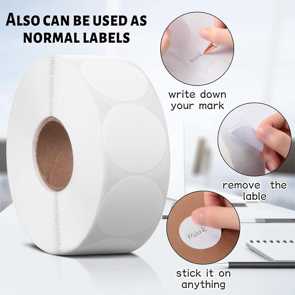 1.5 Inches Circle Thermal Sticker Labels - 500 PCS Self-Adhesive round Direct Thermal Printer Labels for Name Tag, Address, Logo Design, Shipping, DIY Design, QR Code image number 5