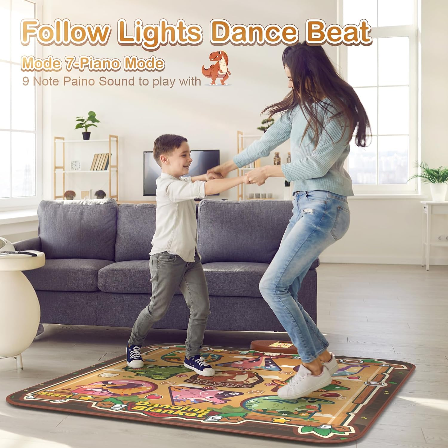 Skirfy Dinosaur Toys, Dance Mat Boys Toys for Kids 3-8, Electronic LED Dance Pad with 7 Games Mode, 5 Challenge Levels, Birthday Girl 3-10 Years Old image number 1