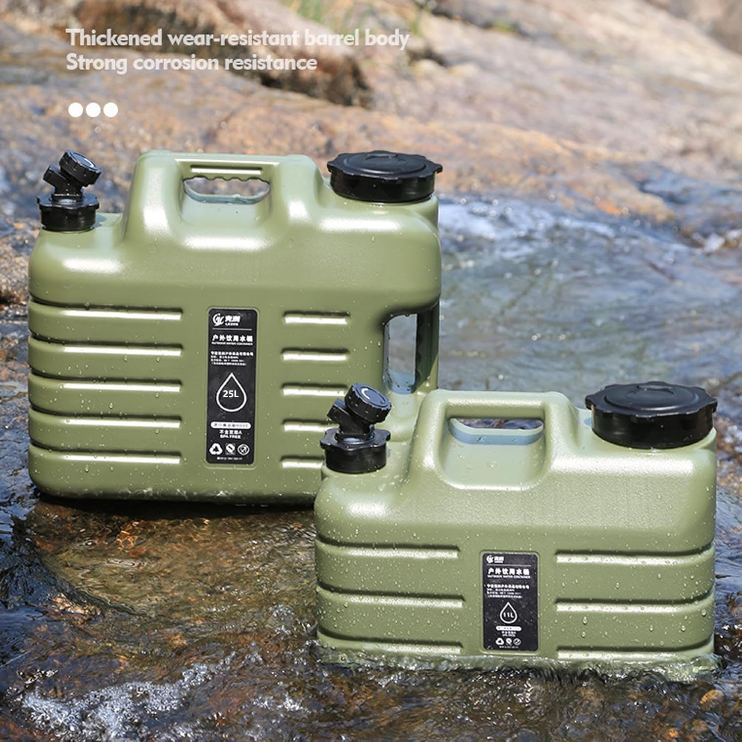 25L Camping Water Container with Spigot Emergency Water Storage Containers Water Jug for Camping Portable Water Tank with Spigot BPA Free Military Green Bucket for Camping Hiking BBQ image number 5