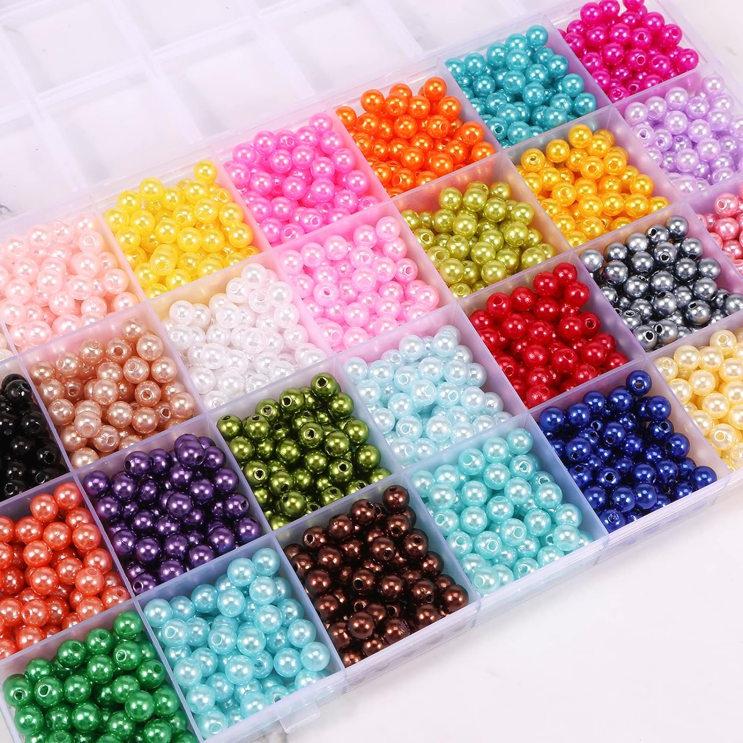 CAOLINLINGG 1960Pcs Bracelet Beads Kit with Storage Box 28 Colors Beads Making Kit DIY Craft Beads Set 6Mm Jewellery Beads Kit Bright Color Jewelry Making Kit Portable for Women Adult Teen Girls DIY L