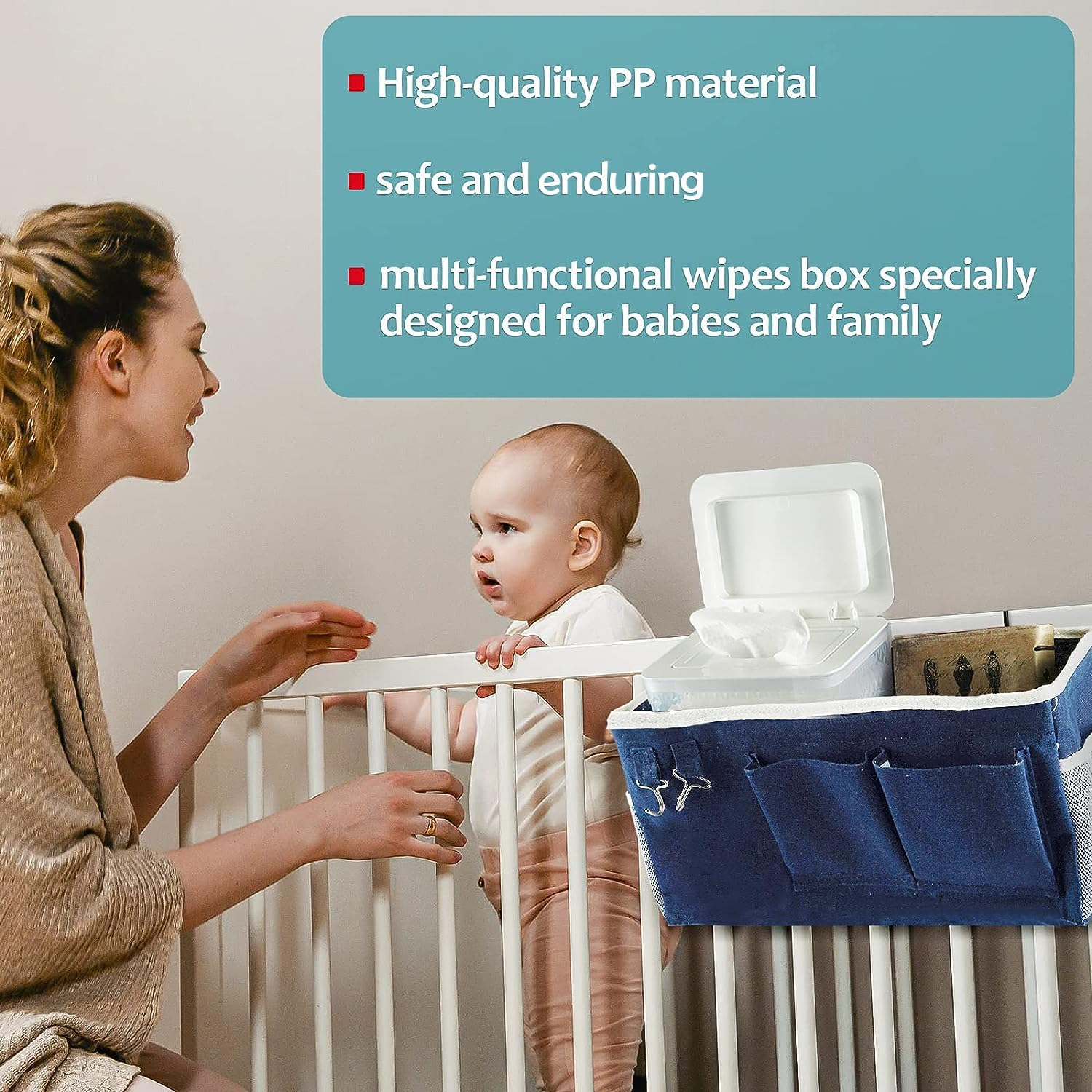 Wipes Holders, Dustproof Large Capacity Wipes Dispenser Box Case with Lid Keep Diaper Wipes Fresh (White) image number 1