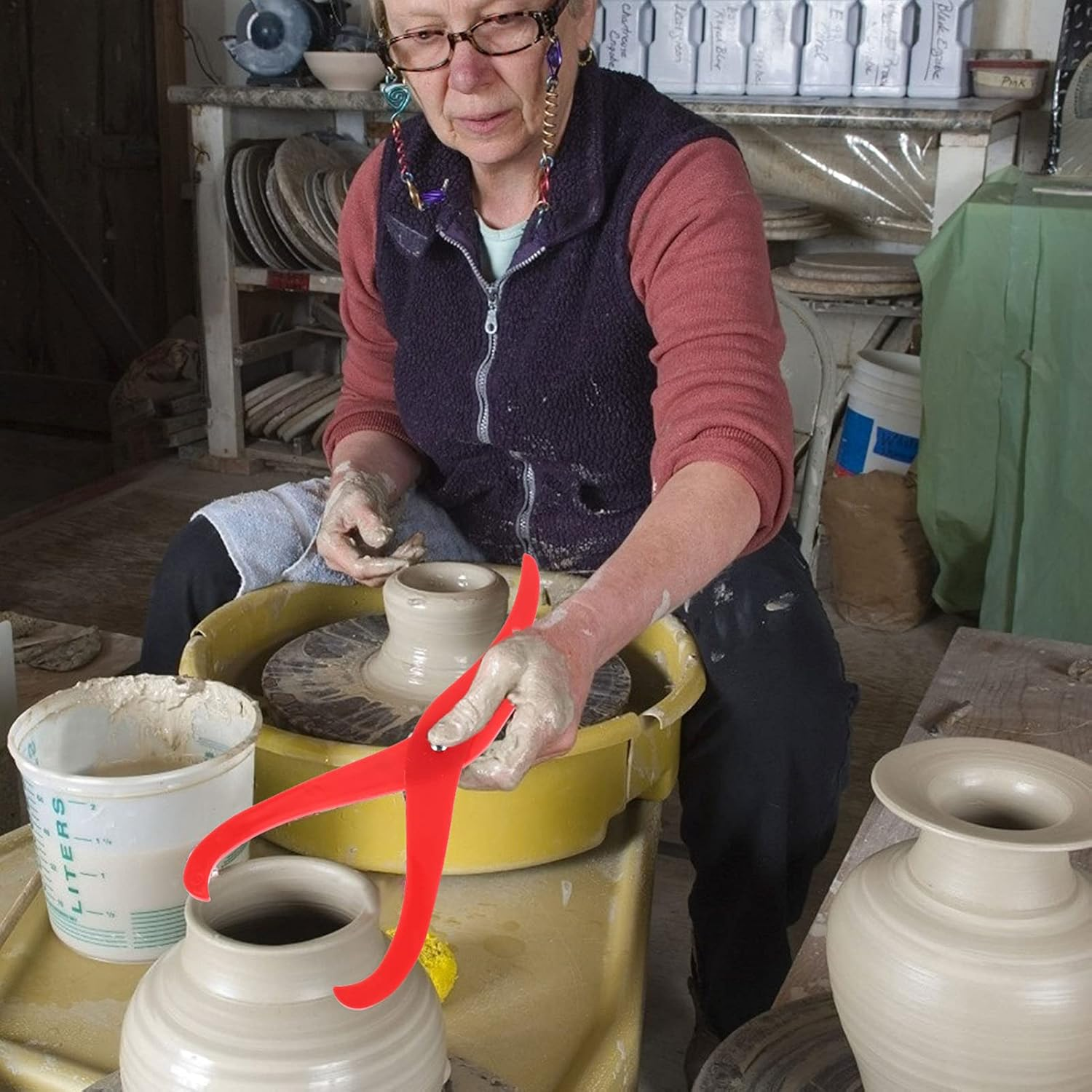 COHEALI Pottery Tools Bent- Leg Plastic Caliper Clay Sculpture Tools Ceramic Measuring Pottery Tool Pottery Calipers for Carving Shaping Sculpting Beginners DIY Craft Caliper Measuring Tool image number 6