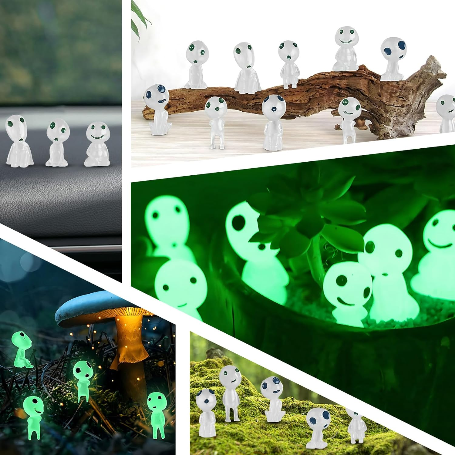 Tree Elf Doll, Pack of 10 Princess Mononoke Luminous Spirit, Miniature Garden Decoration Made of Resin, Suitable for Home, Garden, Pot Decoration image number 2