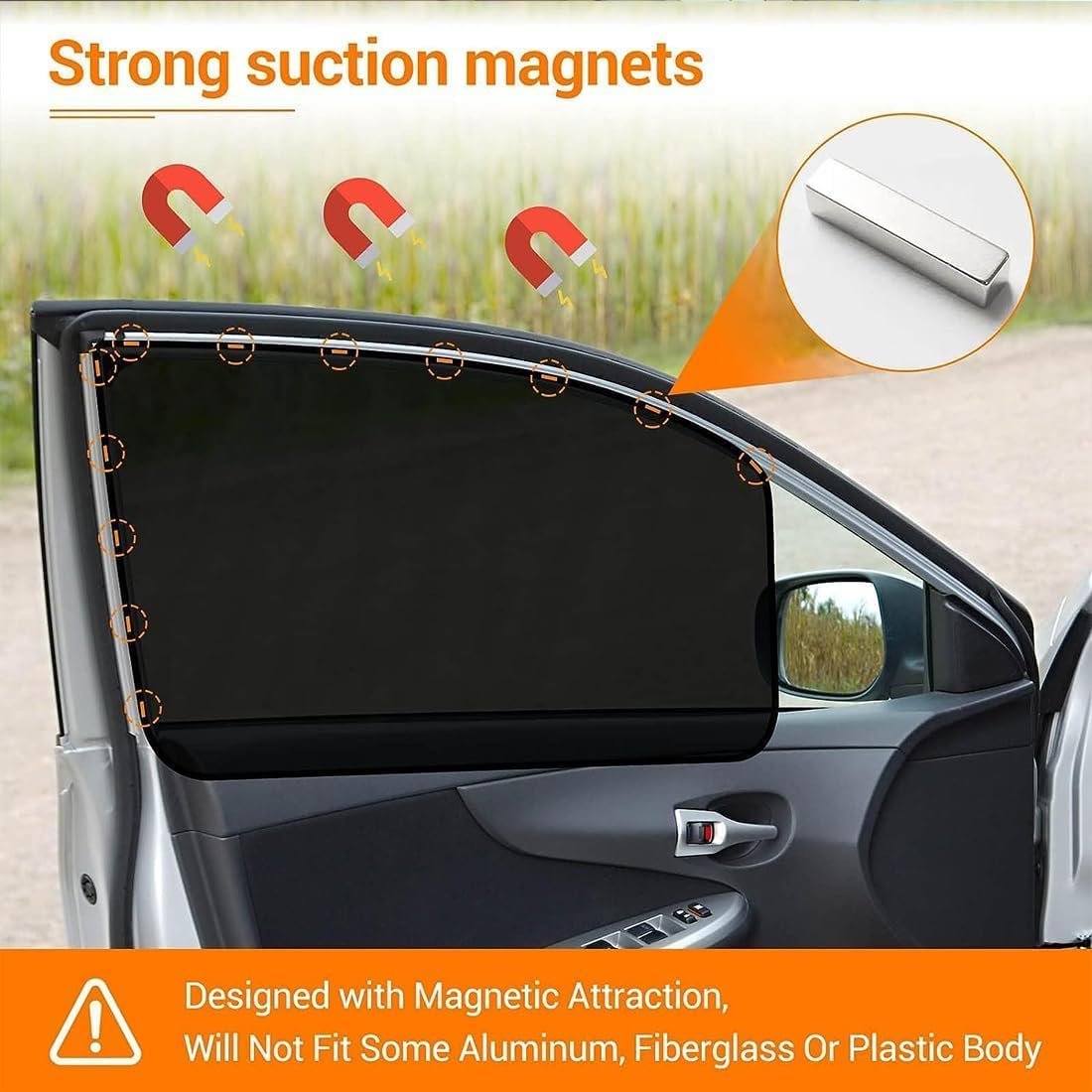 Car Sun Shade,Car Window Shade,Foldable Magnetic Car Side Window Sun Shade and UV Protection Privacy Window Cover（4Pcs,Black） image number 3