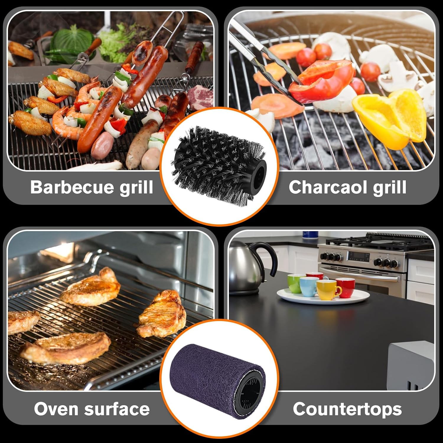 Electric BBQ Grill Cleaner Brush with Scraper, 3-Speed Power Scrubbing with 180&deg; Adjustable Head, Rechargeable and Replaceable Brush Heads for Outdoor Grills Cleaning, Max 400RPM image number 1