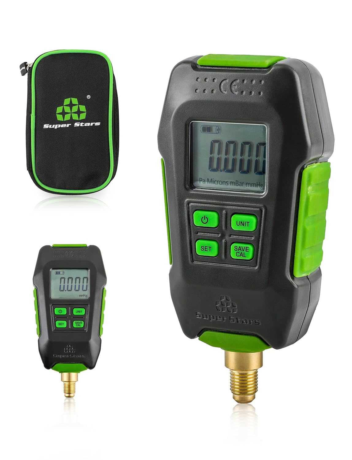 Digital Micron Vacuum Gauge 1/4" SAE, Digital Pressure Tester Meter HVAC, Alarm Notice, Temp Compensation, LCD Display, 4 Units image number 1