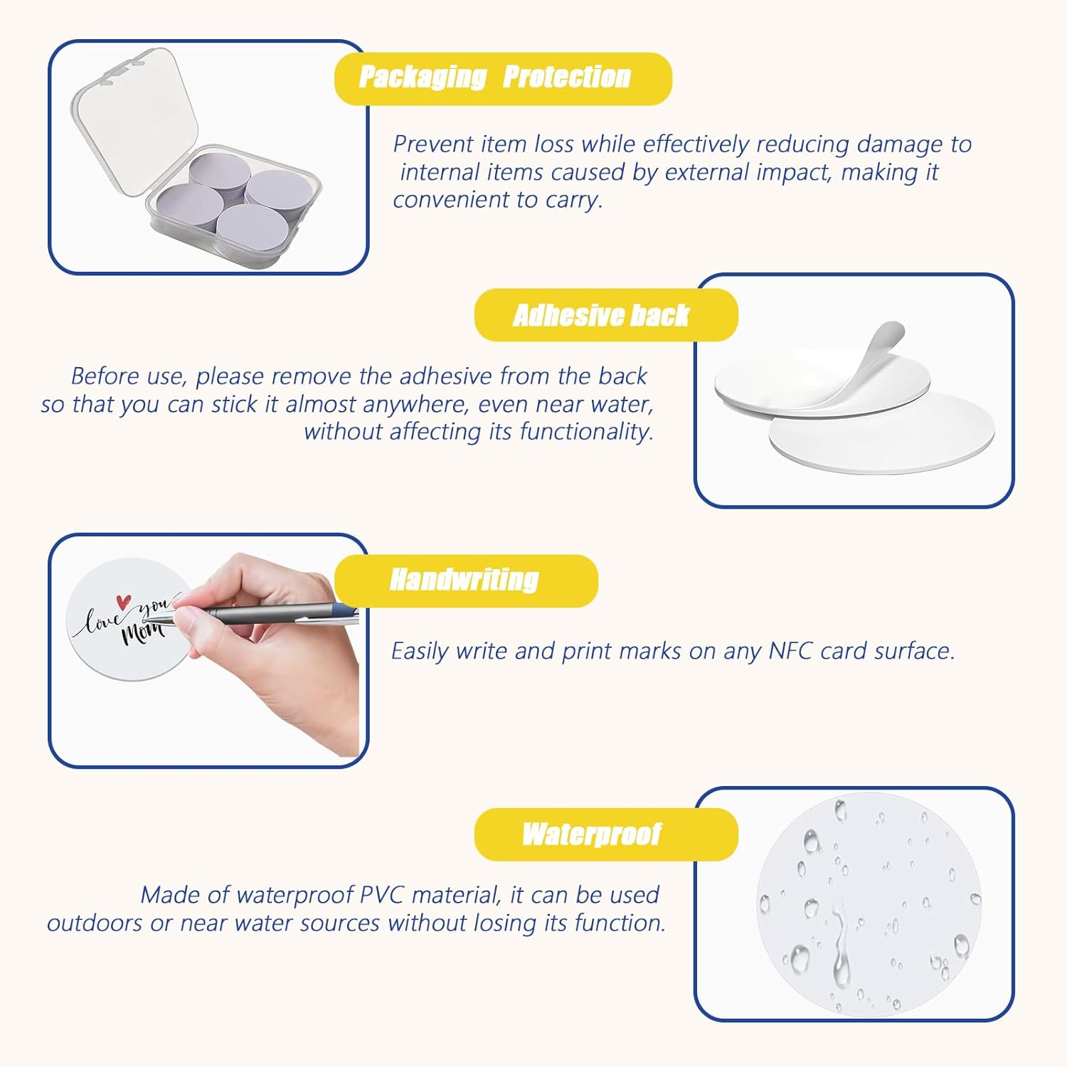 50 Pcs NFC Stickers Tags, NFC Cards with Adhesive Back, 25Mm round Rewritable NFC Cards, 504 Bytes Memory Compatible Tagmo NFC Enabled Mobile Phones image number 5