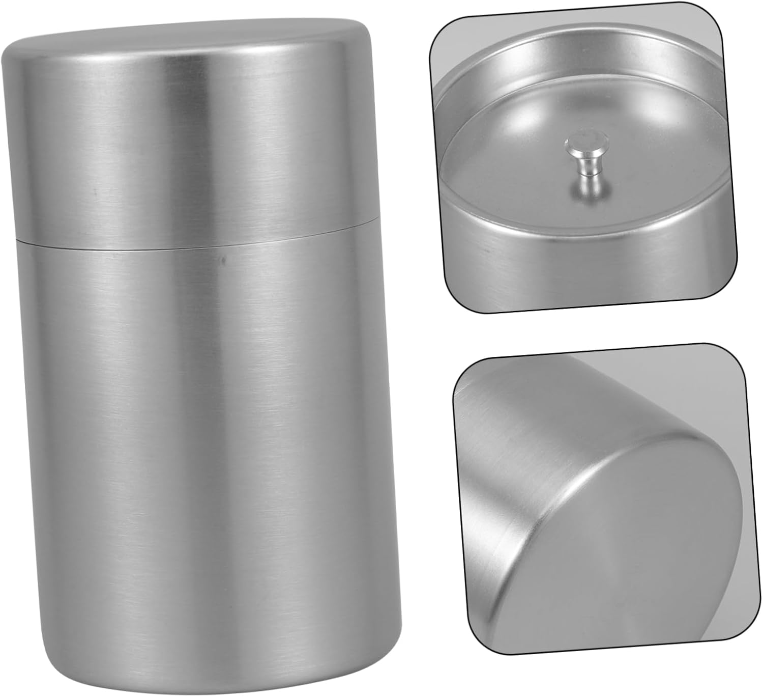 Stainless Steel Tea Canister with Double Sealed Lids Airtight Storage Container for Kitchen Dry Food Including Loose Leaf Tea Coffee Nuts and Grains 5.5X3.1 Inch image number 2