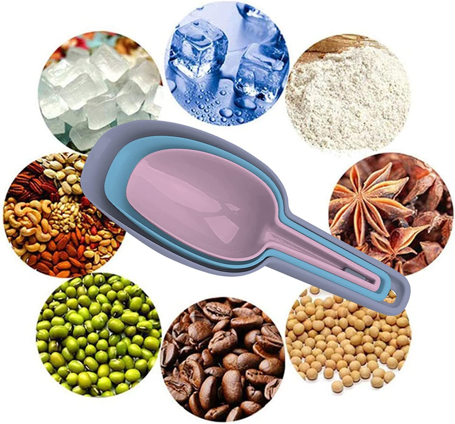 Ice Scoop Set of 3,Multi Purpose Plastic Kitchen Scoops Canisters,Ice Scooper for Freezer,Rice,Canisters,Flour,Dry Foods,Candy,Pop Corn,Coffee Beans and Pet Food image number 3