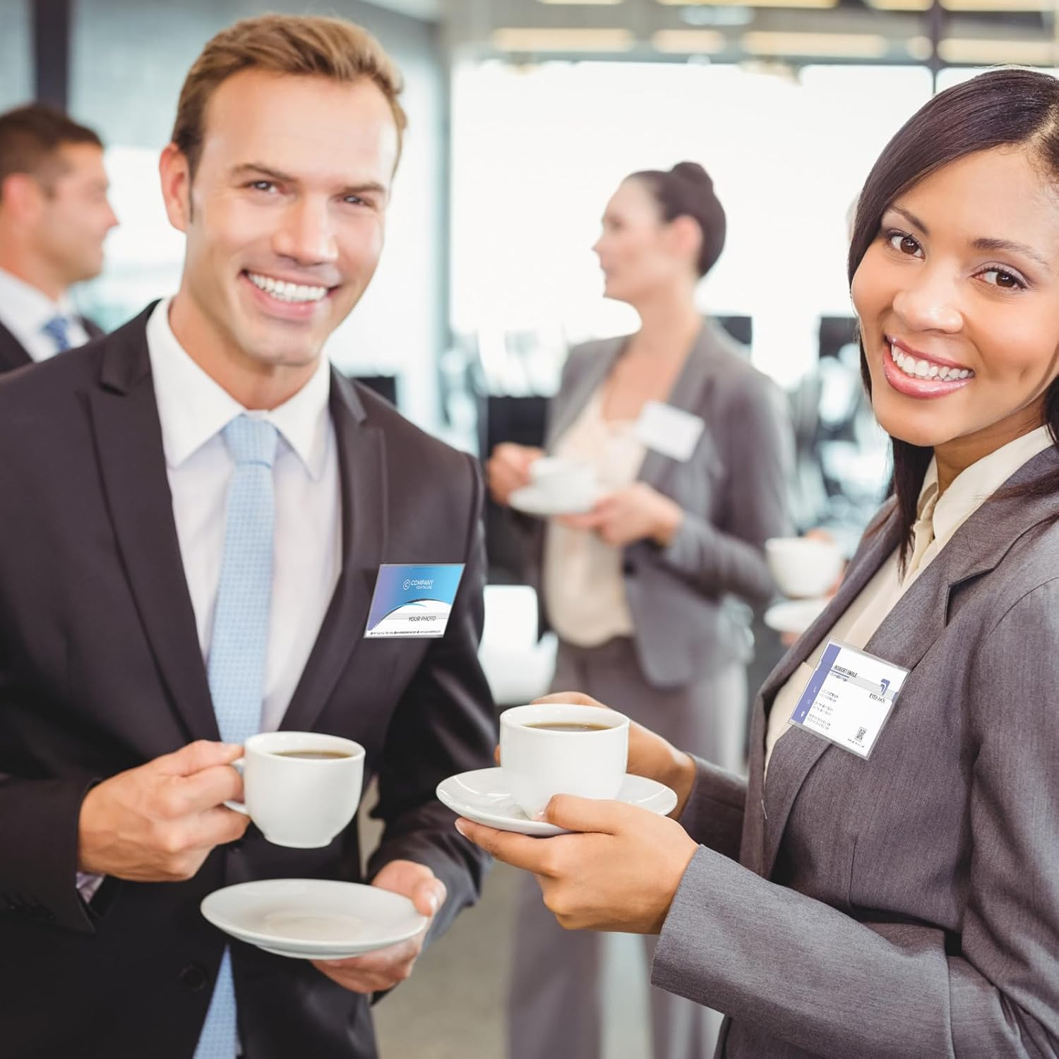 Faccito Magnetic Name Badge Holder 9 X 5.5 Cm ID PVC Name Badges Magnet Name Tags for Clothing Work Conference Badge Horizontal Badge Holder for School Business (Pack of 60) image number 2