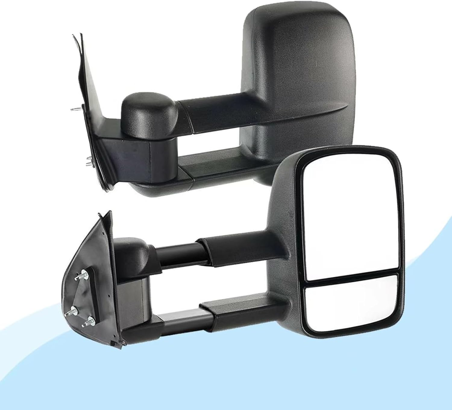 Pair Black Manual Extendable Towing Mirrors Manual Folding Tow Mirrors Electric Upper Flat Mirror (Toyota Hilux 2005-2016 without Indicators) image number 5