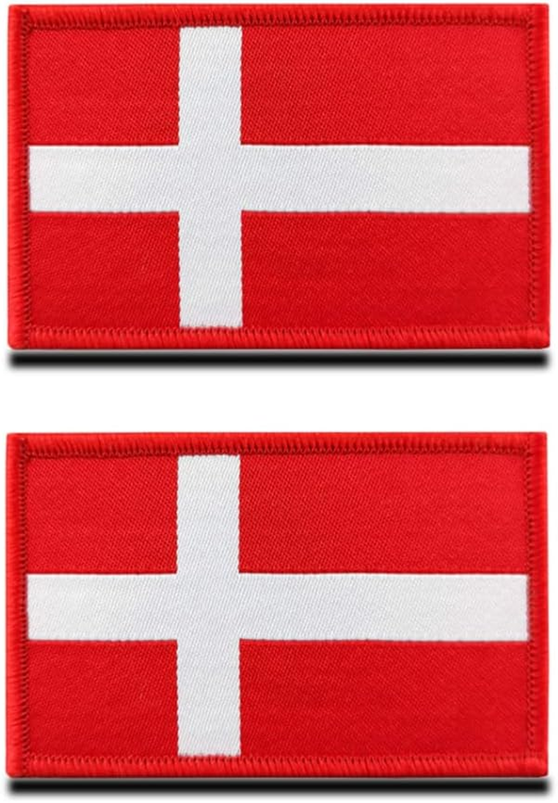2 PCS Tactical Denmark Flag Embroidered Patches - 3.15"X 2" Nordic Danish Flag Military Uniform Sew on Emblem Patch - Loop & Hook Fasteners Attach to Tactical Backpack, Garment & Gears image number 4