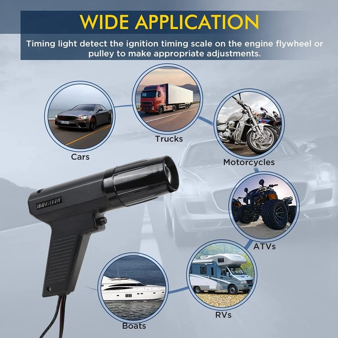 Timing Light 12V Ignition Timing Light Automotive Strong Flash Timing Lights, Overload Protection for Car, Motorcycle